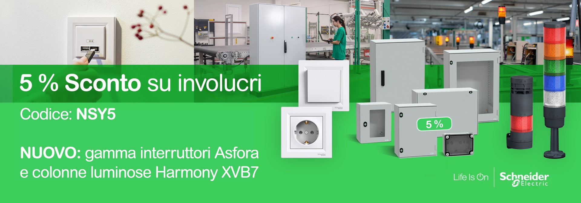 5% di sconto su custodie Schneider Electric — codice NSY5