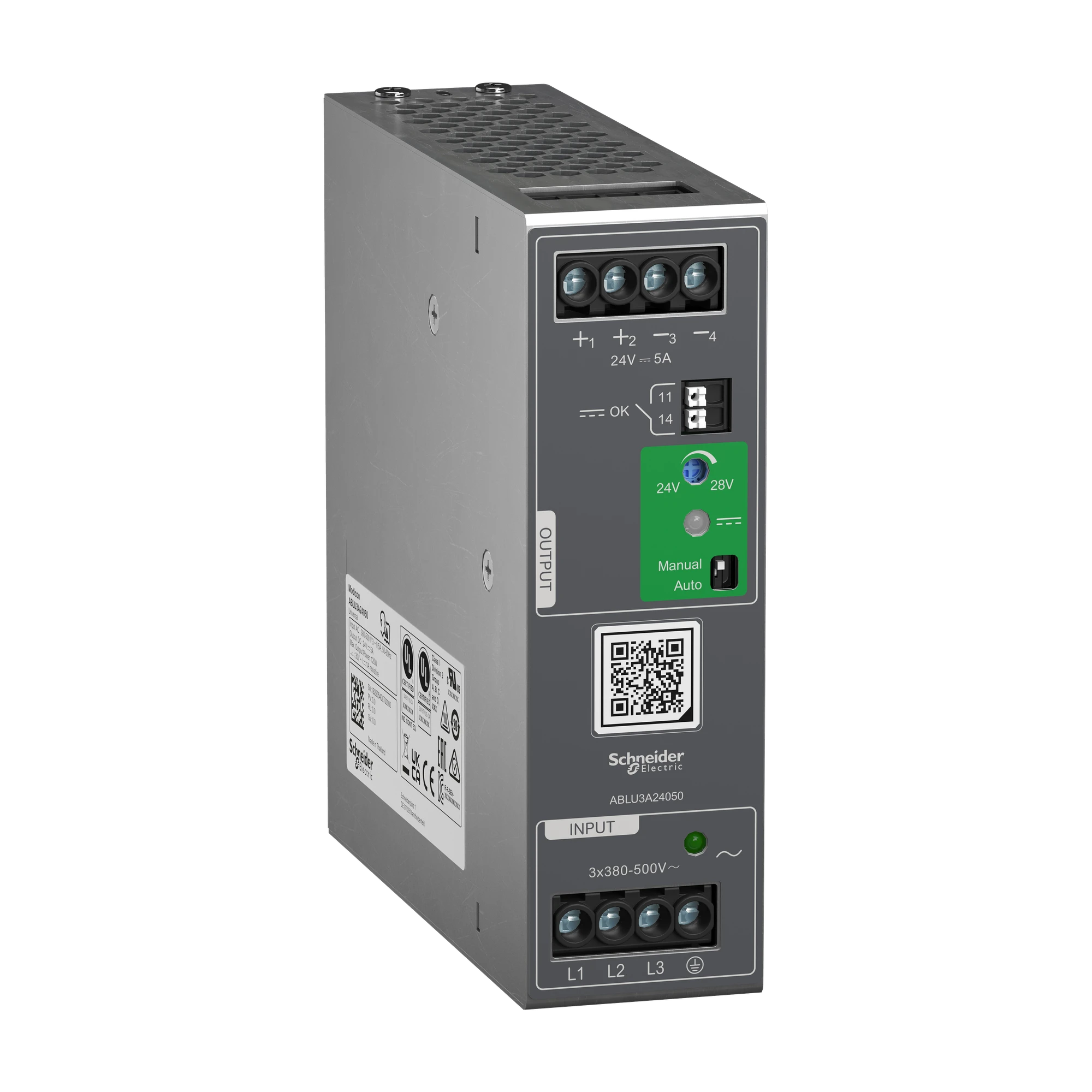 Schneider Electric ABLU3A24050 Spannungsversorgung, Modicon ABLU, Universal, getaktet, 380-500V AC, 3-phasig, 24V DC, 5A, 120W (img_001) Schneider Electric ABLU3A24050 Spannungsversorgung, Modicon ABLU, Universal, getaktet, 380-500V AC, 3-phasig, 24V DC, 5A, 120W (img_001)