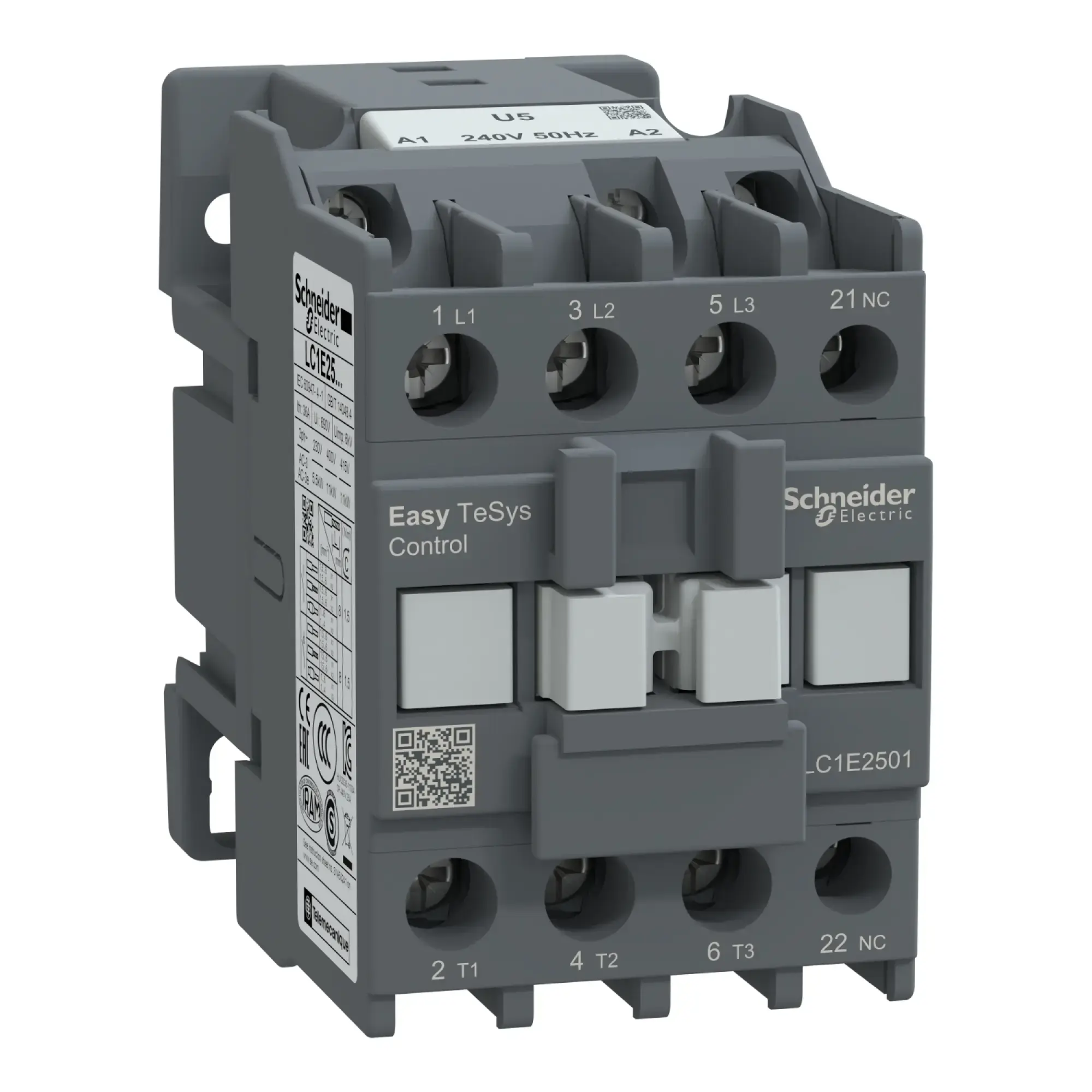 Schneider Electric LC1E2501U5 Easy TeSys Leistungsschütz 3P 25A 1NC 240V AC 50Hz (img_002)