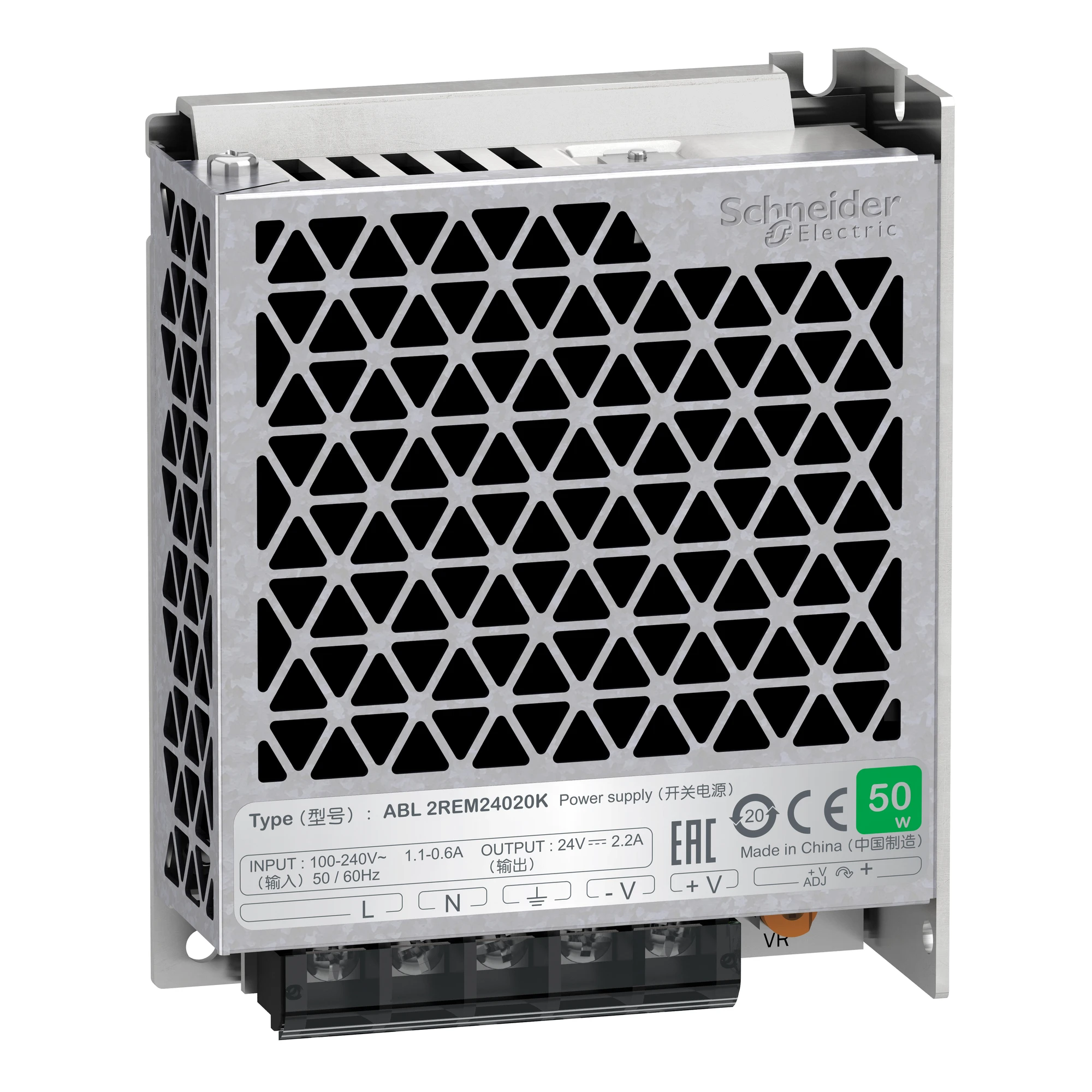 Schneider Electric ABL2REM24020K Spannungsversorgung, Easy Modicon ABL2, getaktet, 1-phasig, 100-240V AC, 24V DC, 2,2A, 53W (img_001) Schneider Electric ABL2REM24020K Spannungsversorgung, Easy Modicon ABL2, getaktet, 1-phasig, 100-240V AC, 24V DC, 2,2A, 53W (img_001)