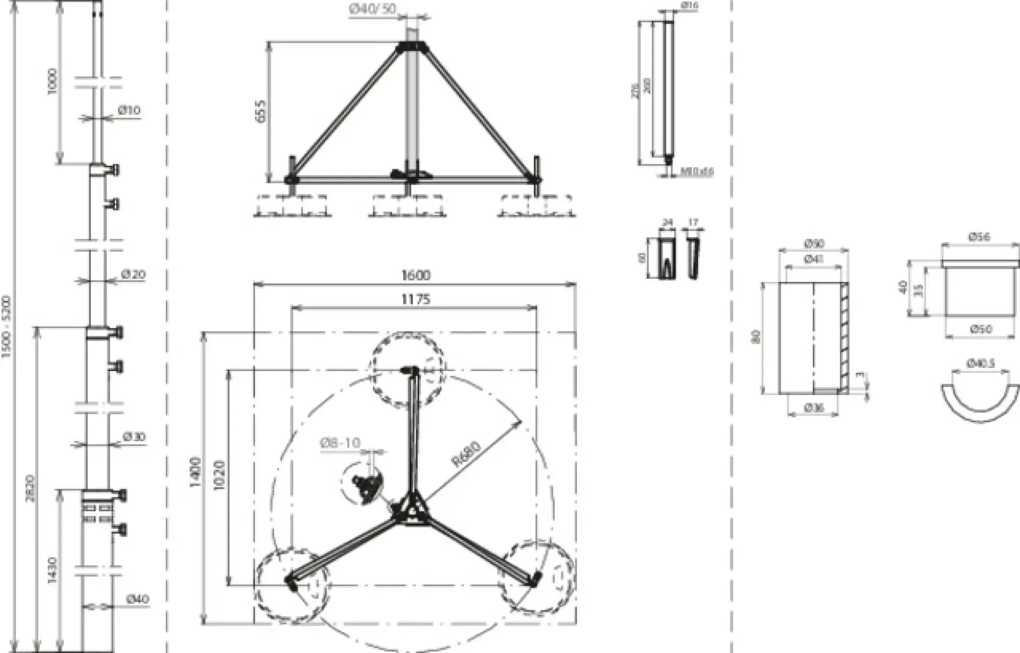 Dehn 105710 -SET-tele. air-term. rod L5.2m Al with tripod R680mm StSt & adapt.set D50/40mm (img_002) Dehn 105710 -SET-tele. air-term. rod L5.2m Al with tripod R680mm StSt & adapt.set D50/40mm (img_002)