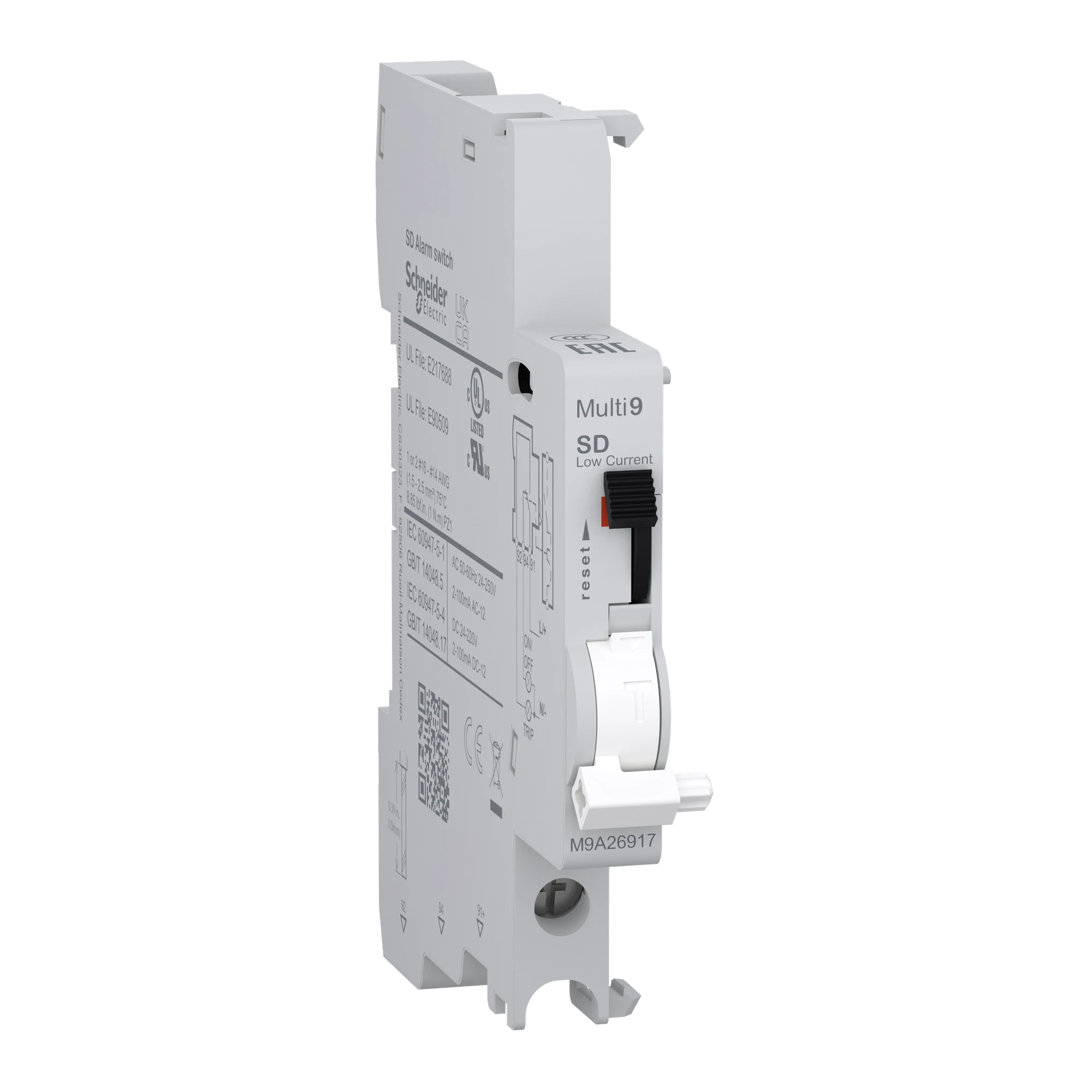 Schneider Electric M9A26917 Auxiliary Contact, Multi9, SD, 2mA to 100mA, 24VAC to 250VAC, 24VDC to 220VDC, Lower Connection (img_001) Schneider Electric M9A26917 Auxiliary Contact, Multi9, SD, 2mA to 100mA, 24VAC to 250VAC, 24VDC to 220VDC, Lower Connection (img_001)