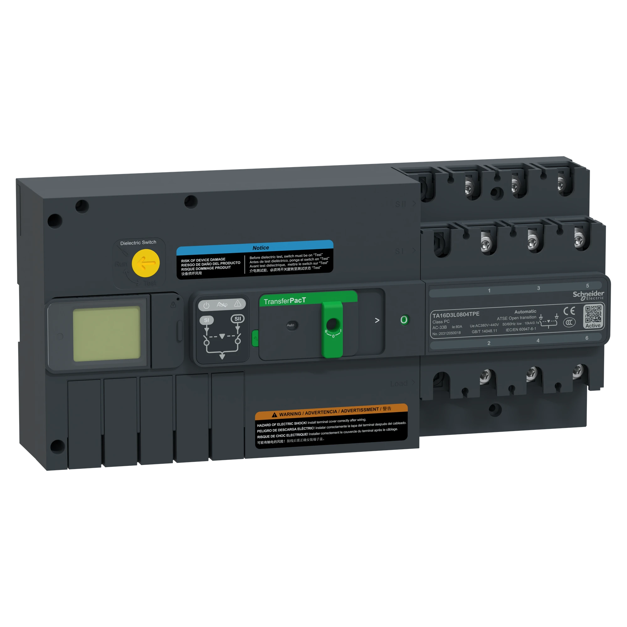 Schneider Electric TA16D3L0804TPE TransferPacT Active TA160, automatic network switching, 80A, 3P, LCD, 400VAC (img_001) Schneider Electric TA16D3L0804TPE TransferPacT Active TA160, automatic network switching, 80A, 3P, LCD, 400VAC (img_001)