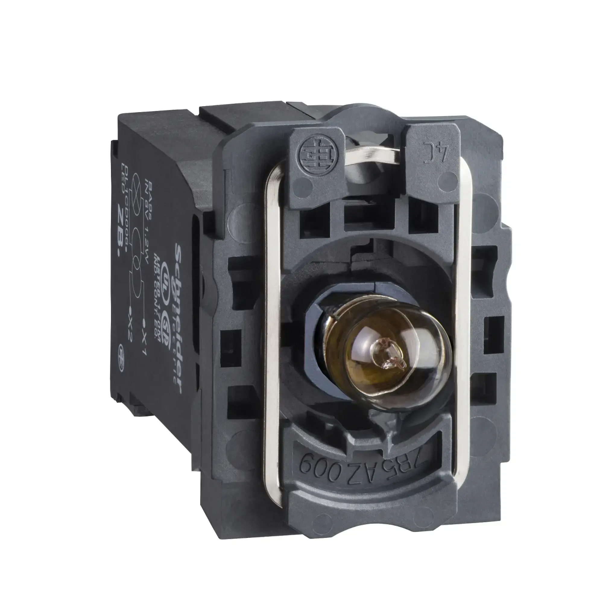 Schneider Electric ZB5AV3 Lamp holder with mounting flange, Harmony XB5, plastic, white, with transformer, incandescent lamp BA9s, screw terminal, 120V AC (img_002)