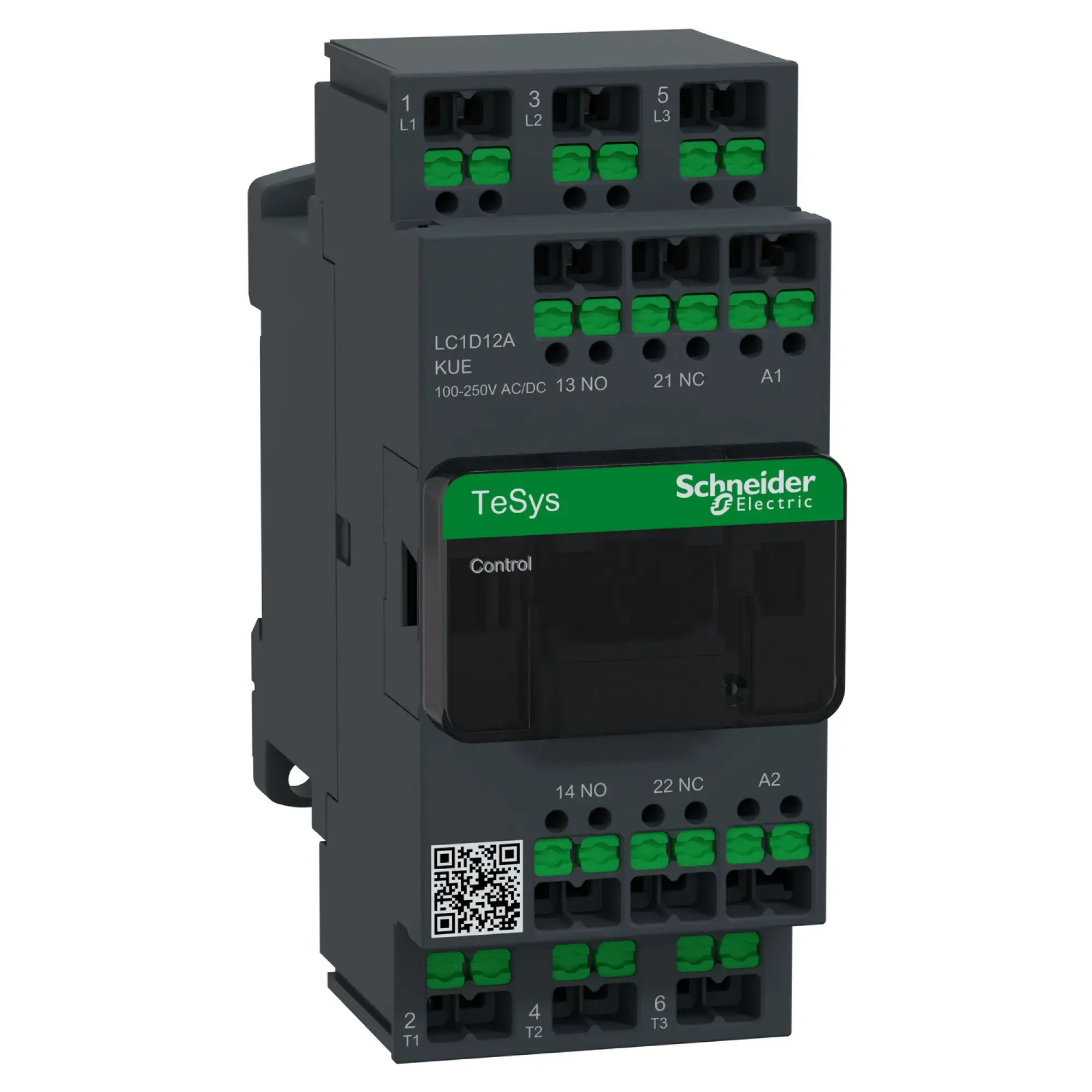 Schneider Electric LC1D12AKUE Leistungsschütz LC1D 3p, +1S+1Ö, 5,5 kW, 12 A, 400 V AC3, Spule 100-250 V AC/DC, SnapIN (img_001)