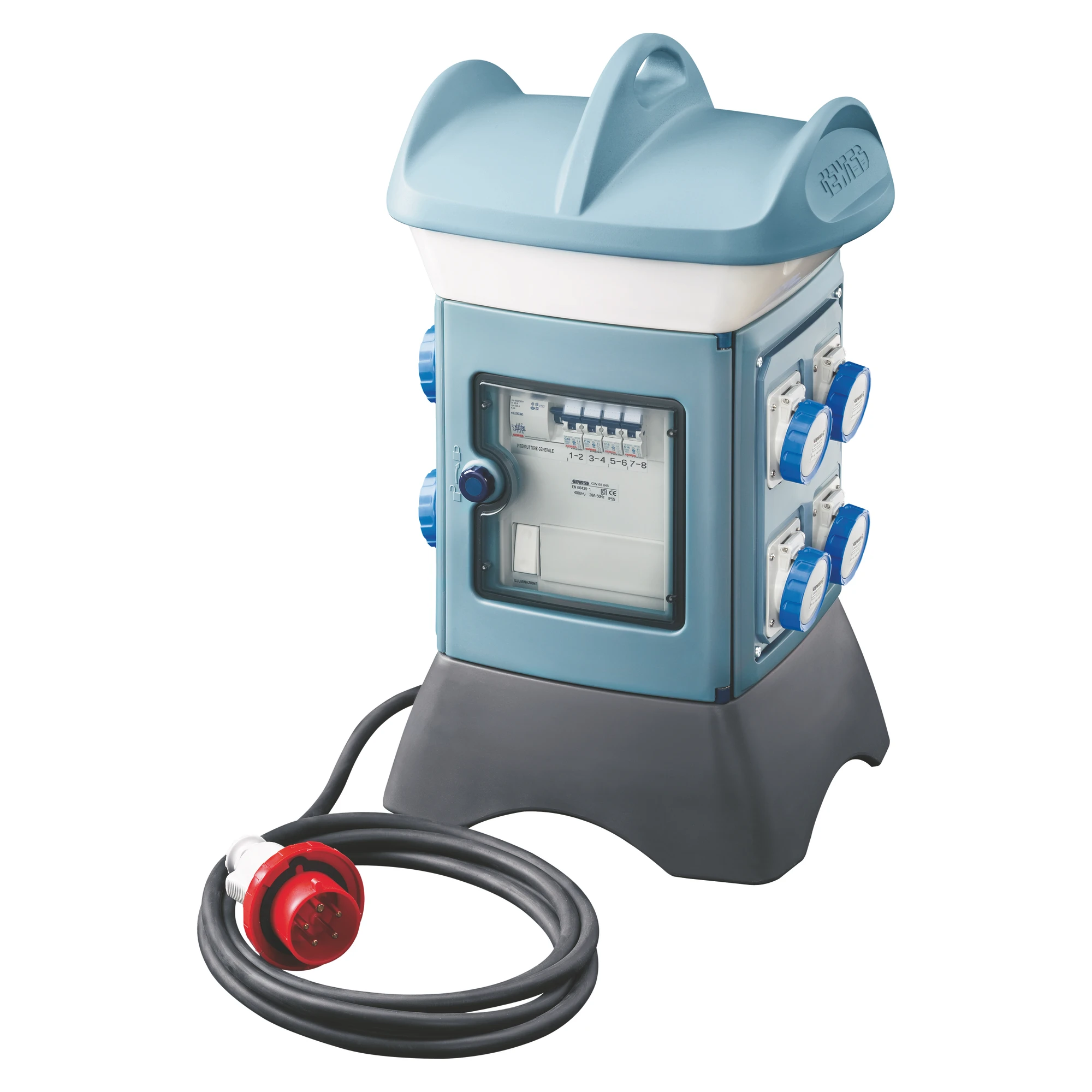 GEWISS GW68847A QMC16T - WIRED - TRANSPORTABLE - DOUBLE SIDE TAKE-OFF - 2 SOCKET OUTLET 2P+E 16A + 1 3P+E 16A + 2 DOMESTIC SOCKET OUTLET 10/16A -IP55 - LIGHT BLUE (img_001) GEWISS GW68847A QMC16T - WIRED - TRANSPORTABLE - DOUBLE SIDE TAKE-OFF - 2 SOCKET OUTLET 2P+E 16A + 1 3P+E 16A + 2 DOMESTIC SOCKET OUTLET 10/16A -IP55 - LIGHT BLUE (img_001)