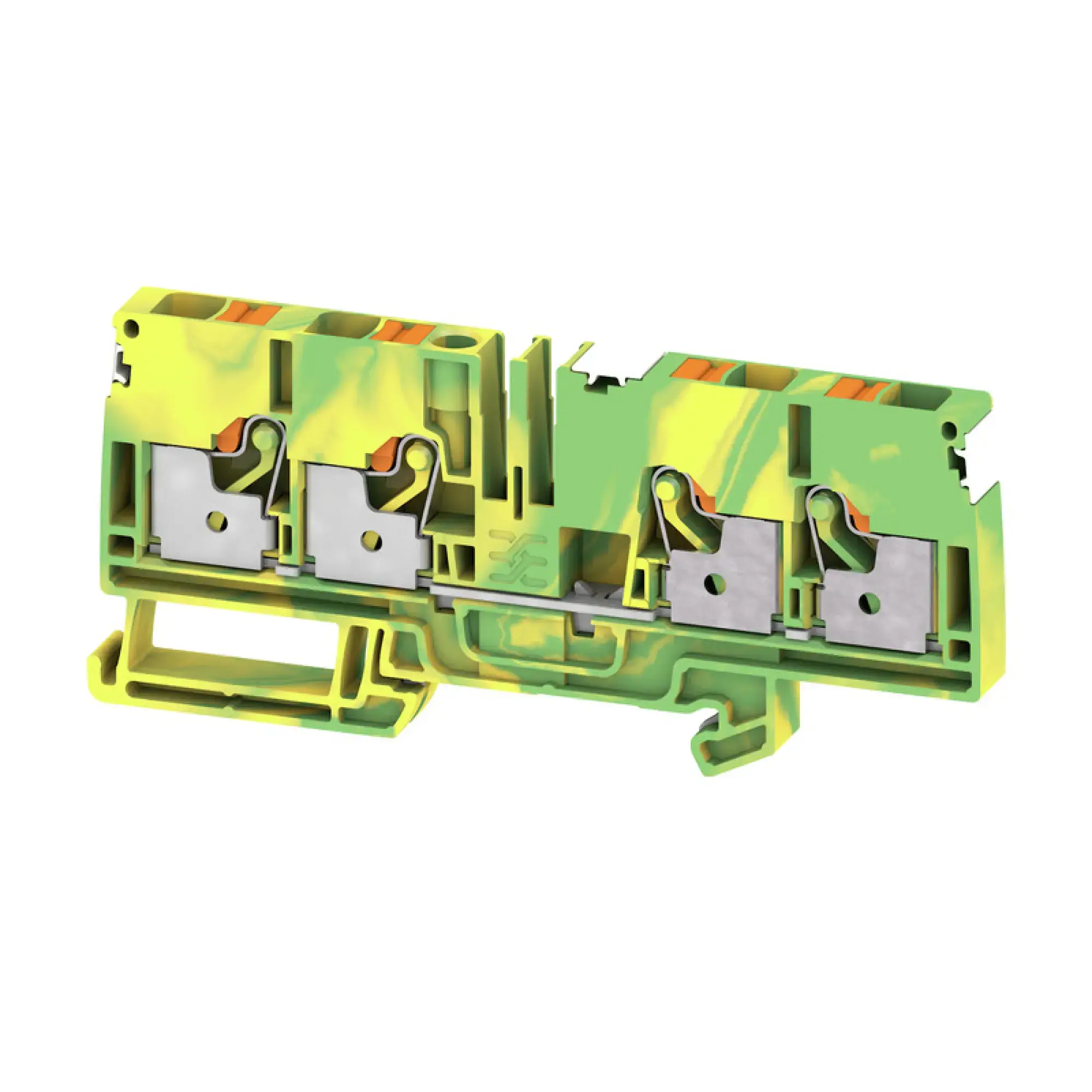 Weidmüller 2881540000 PE terminal, PUSH IN, Green/yellow, 6 mm², 800 V, Number of connections: 4, Number of levels: 1, TS 35, V-0, Wemid (img_001)