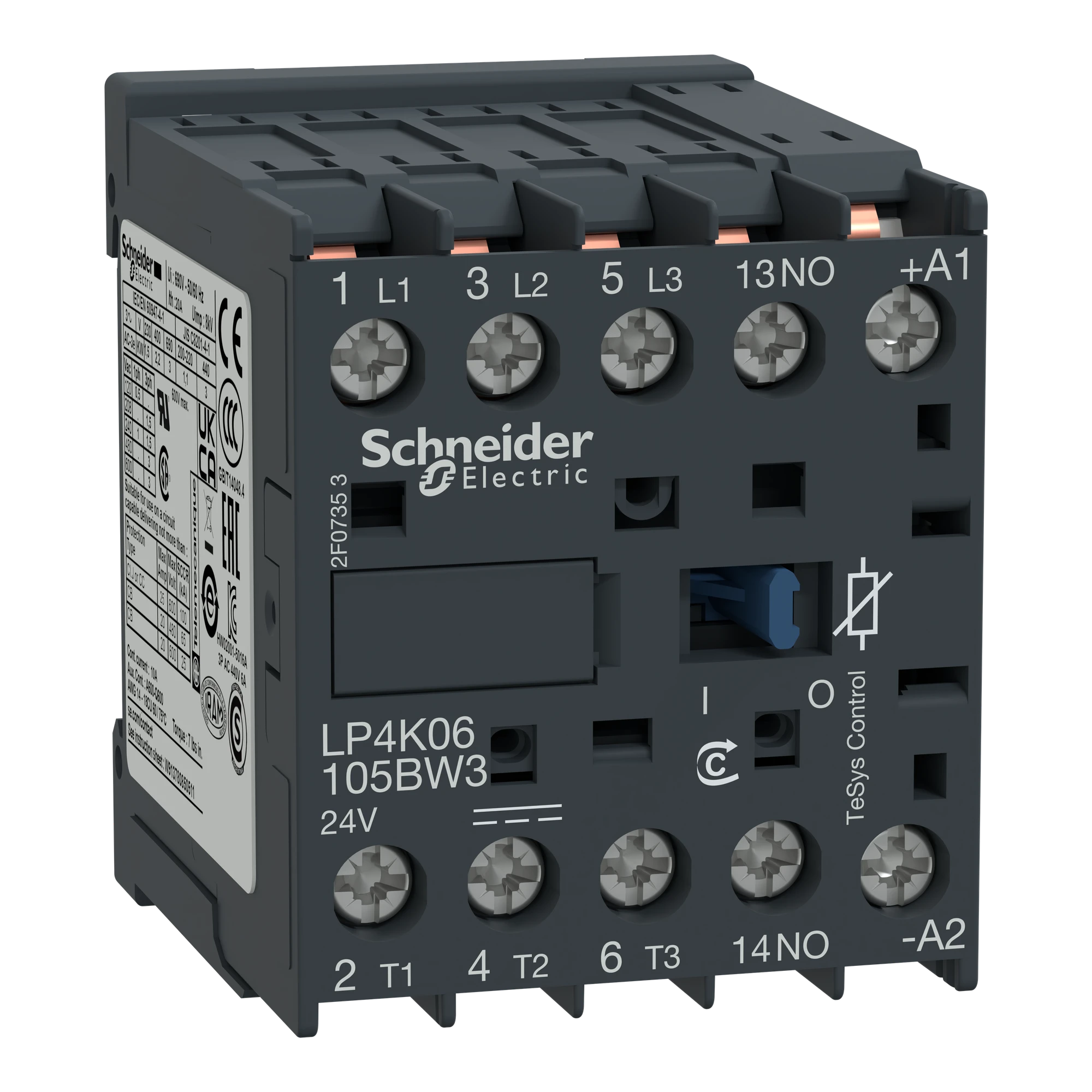 Schneider Electric LP4K09105BW3 Power contactor LP4K 3p, +1NO, 4 kW, 9 A, 400 V AC3, coil 24 V DC (img_001) Schneider Electric LP4K09105BW3 Power contactor LP4K 3p, +1NO, 4 kW, 9 A, 400 V AC3, coil 24 V DC (img_001)
