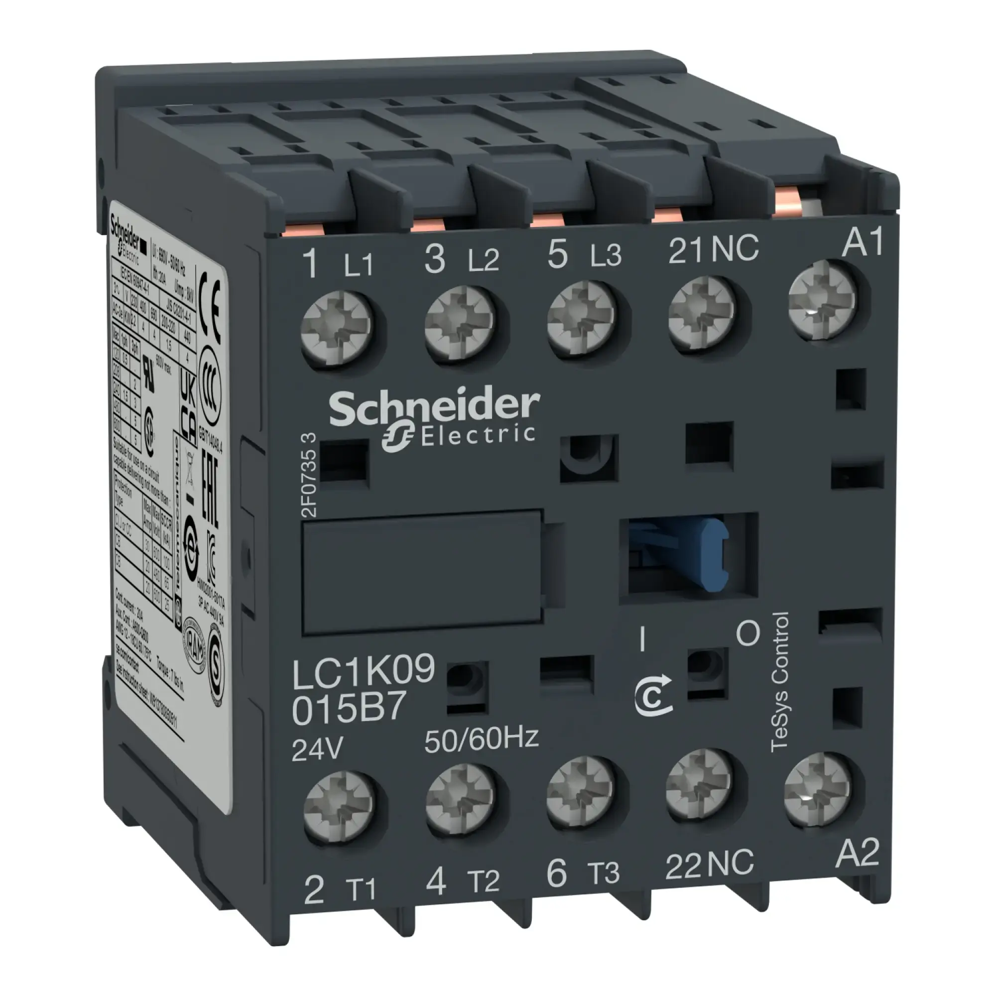 Schneider Electric LC1K09015B7 Power contactor LC1K 3p, +1NO, 4 kW, 9 A, 400 V AC3, coil 24 V AC (img_002)