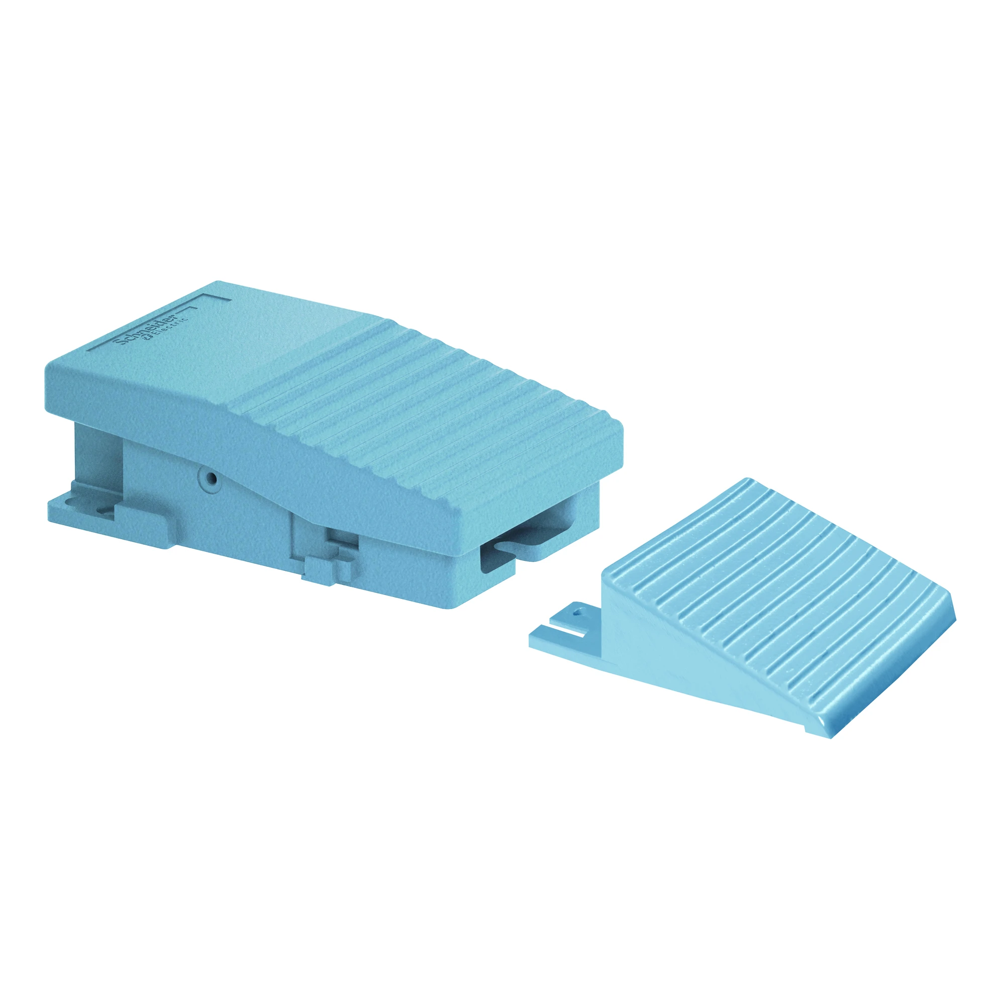 Schneider Electric XPEM129 Footswitch, Harmony XPE, single, metal, blue, 1-stage, 2NC+2NO, IP66, analog output (img_001)