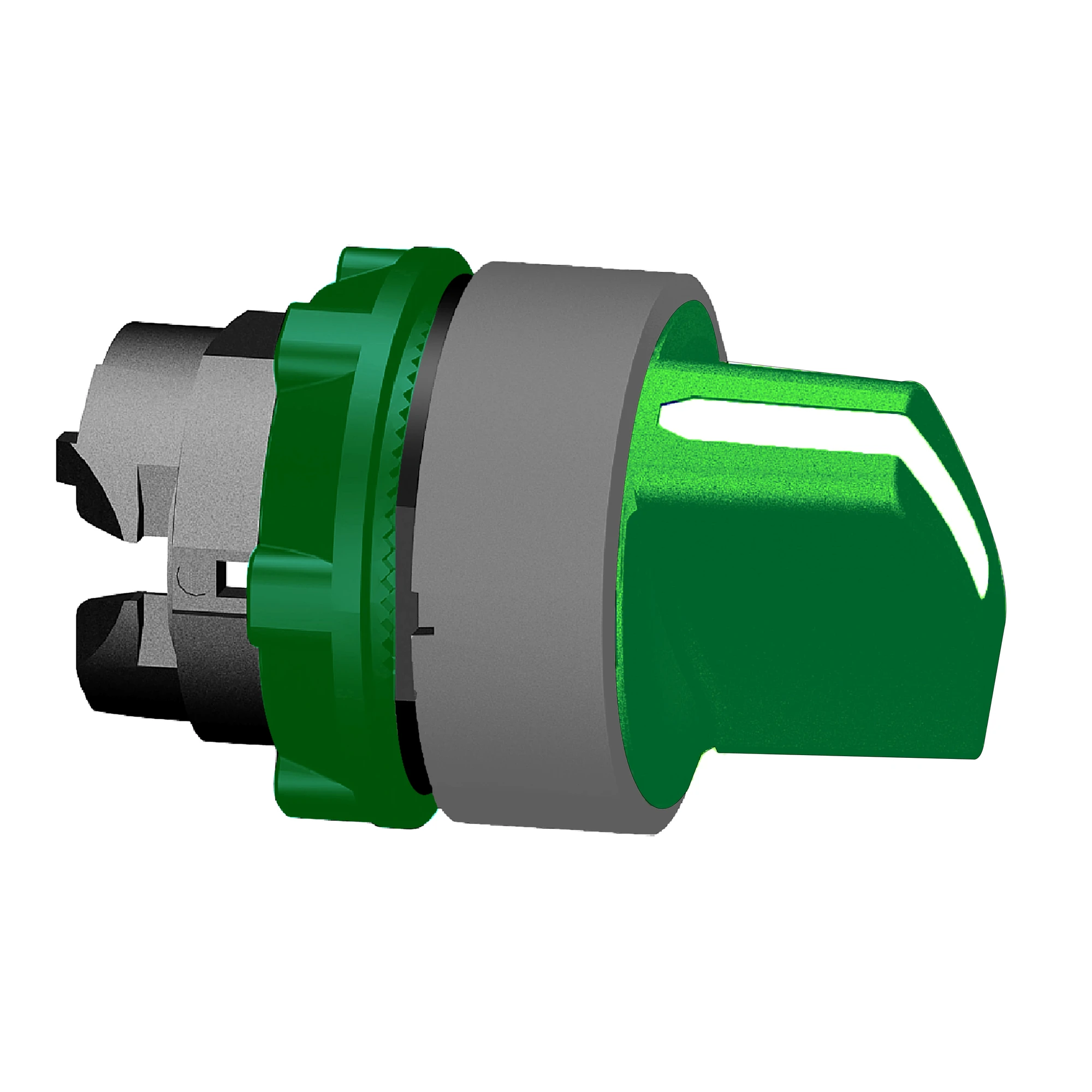 Schneider Electric ZB5AD703C0 Selector switch, front element, Harmony XB5, plastic, 22mm, light grey, green, 3 positions, center right latching (img_001)