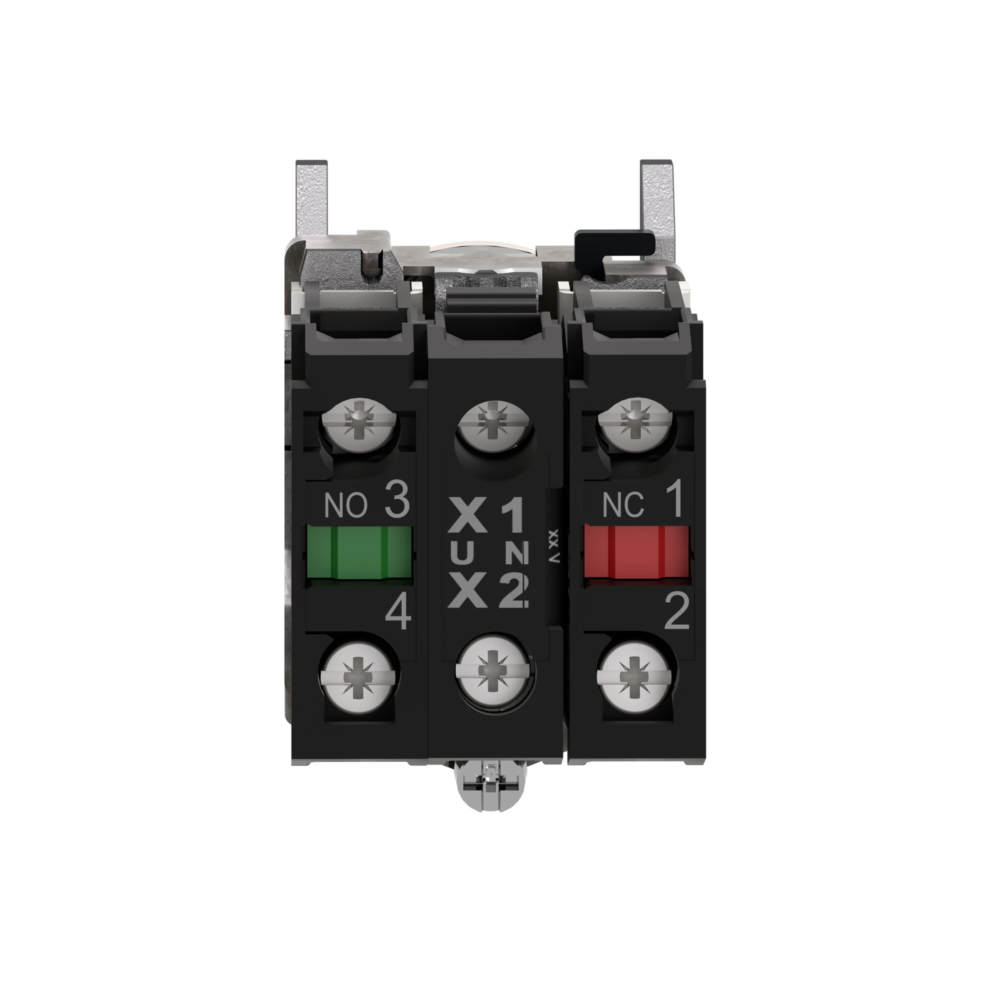 Schneider Electric XB4BW35B5 Illuminated pushbutton, Harmony XB4, metal, 22mm, orange, unmarked, universal LED, smooth dome, 1NC+1NO, 24V ACDC (img_002)