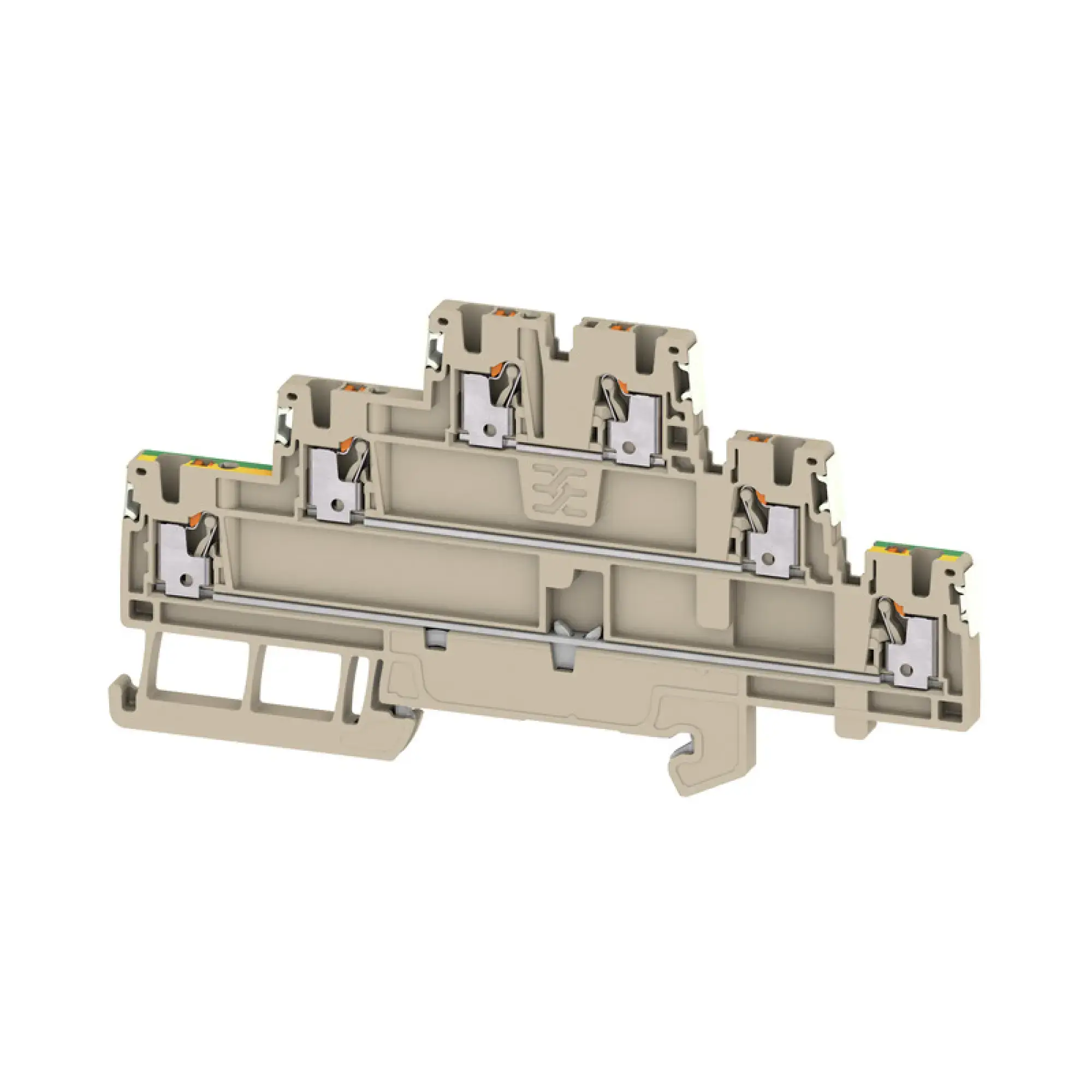 Weidmüller 2856230000 Multi-tier modular terminal, PUSH IN, dark beige, 1.5 mm², 500 V, 500 V, Number of connections: 6, Number of levels: 3, TS 35, V-0, Wemid (img_001)