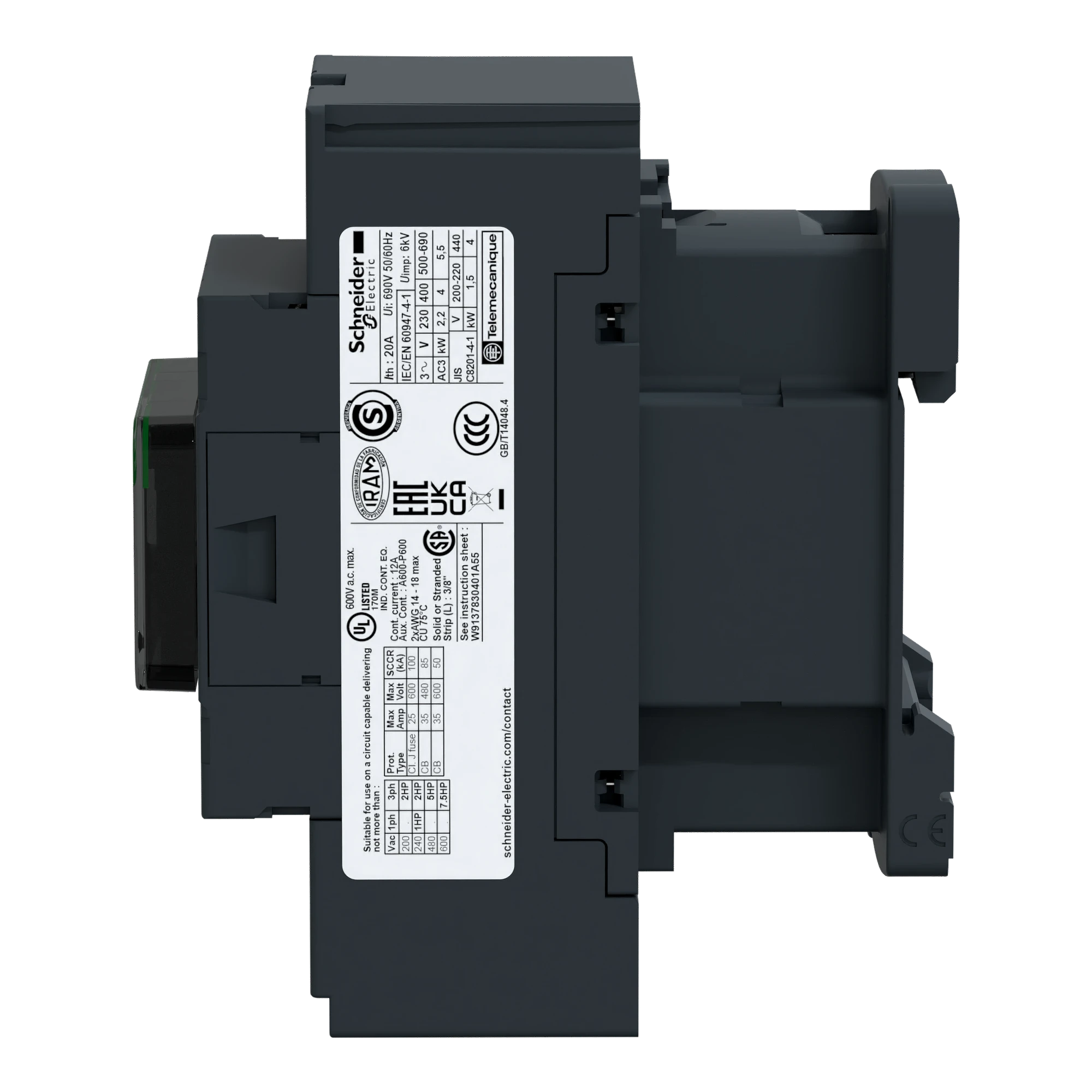 Schneider Electric LC1D093B7 Contactor LC1D 3p, +1NO+1NC, 4 kW, 9 A, 400 V AC3, Coil 24 V AC (img_004)