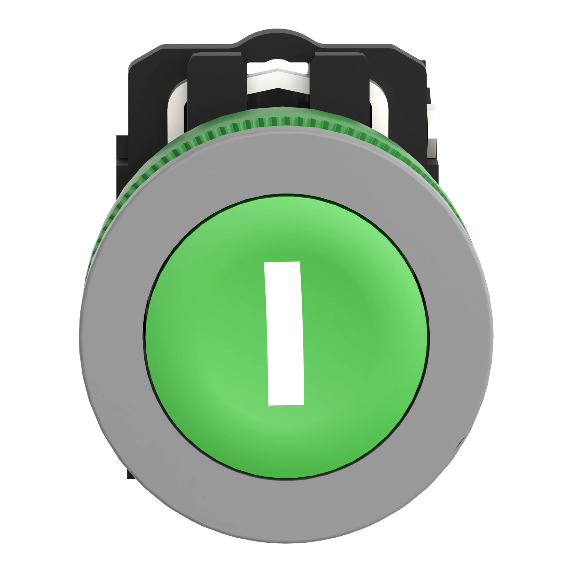 Schneider Electric XB5FA3311C0 Pushbutton, Harmony XB5F, plastic, light grey, green, labeled I, 30mm, momentary, 1NO (img_004)