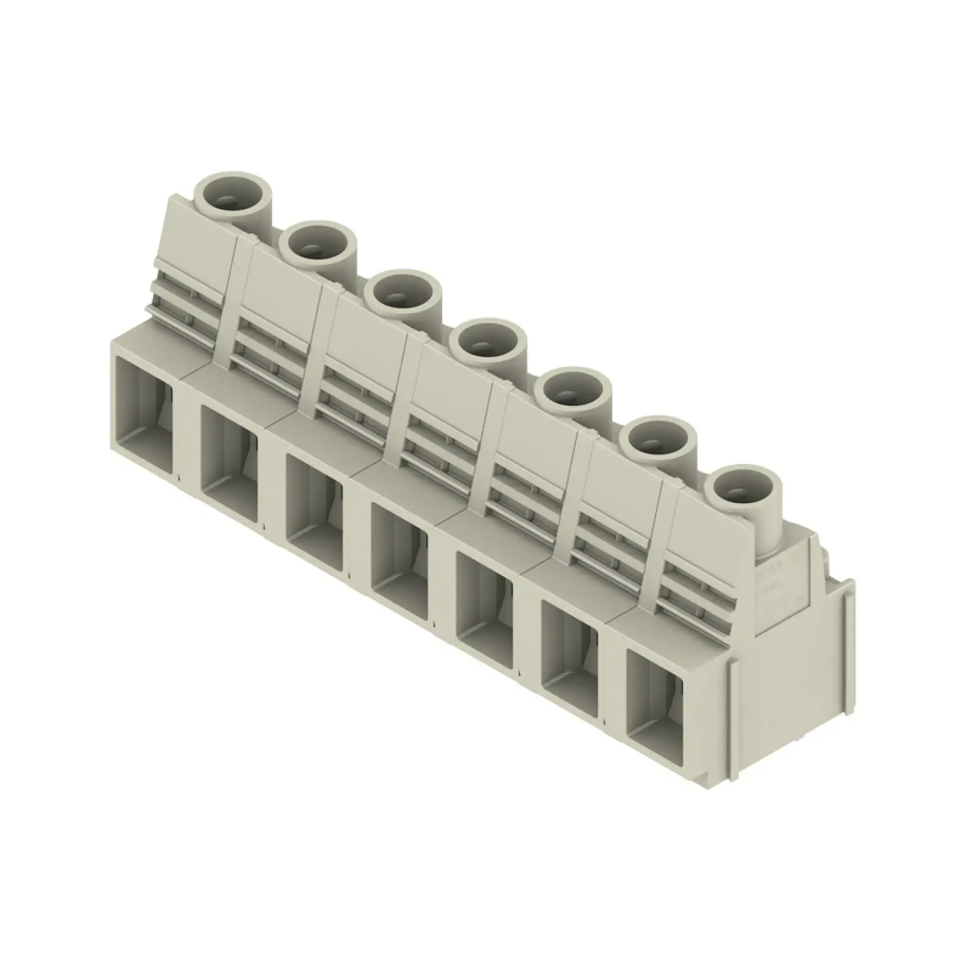 Weidmüller 2015390000 PCB terminal, 1000 V, 76 A, Pitch in mm: 12.70, 16 mm², Number of poles: 7, Clamping yoke connection, THT solder connection, 90°, Box (img_001) Weidmüller 2015390000 PCB terminal, 1000 V, 76 A, Pitch in mm: 12.70, 16 mm², Number of poles: 7, Clamping yoke connection, THT solder connection, 90°, Box (img_001)