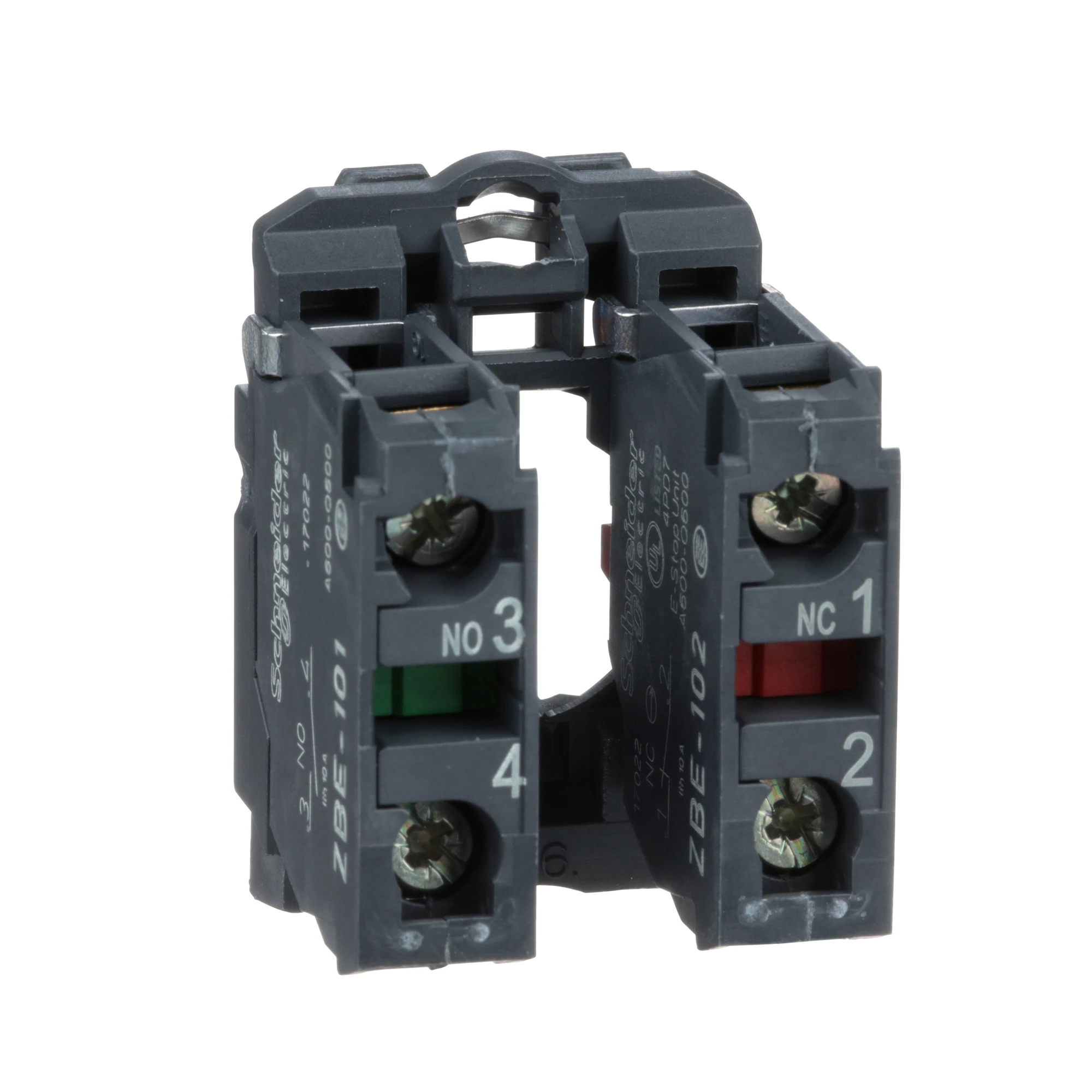 Schneider Electric ZB5AZ105 Auxiliary contact block with mounting flange, Harmony XB5, plastic, 22mm, 30mm, 1NO+1NC, screw terminal (img_003)