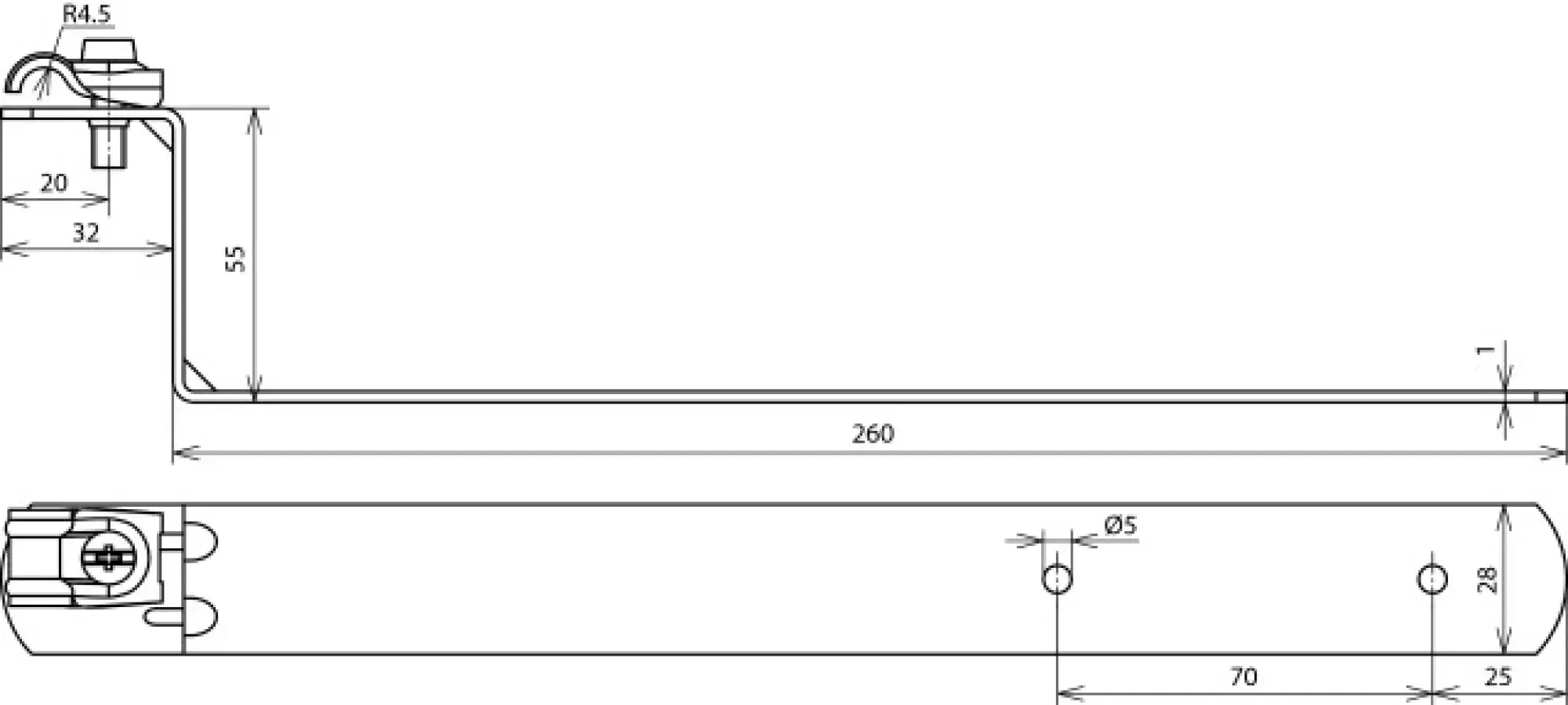 Dehn 202902 Roof conductor holder DEHNQUICK StSt f. Rd 6-10mm with brace L 260mm (img_002)