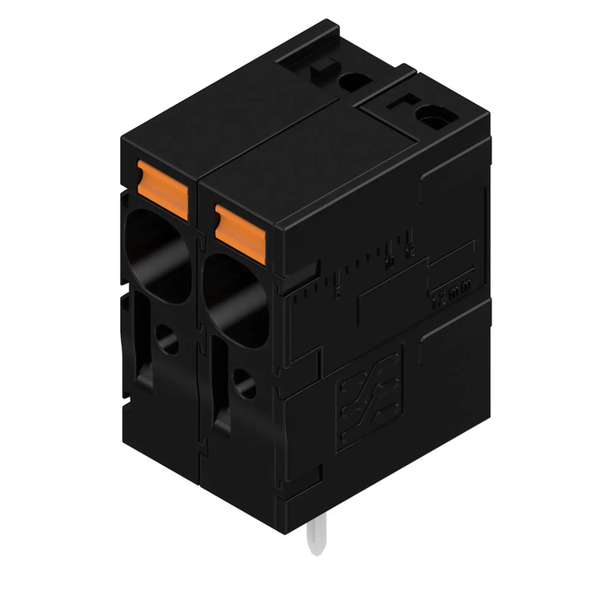 Weidmüller 2473000000 PCB terminal, 1000 V, 41 A, Pitch in mm: 7.50, 6 mm², Number of poles: 2, PUSH IN without actuator, THT solder connection, 90°, Box (img_001)