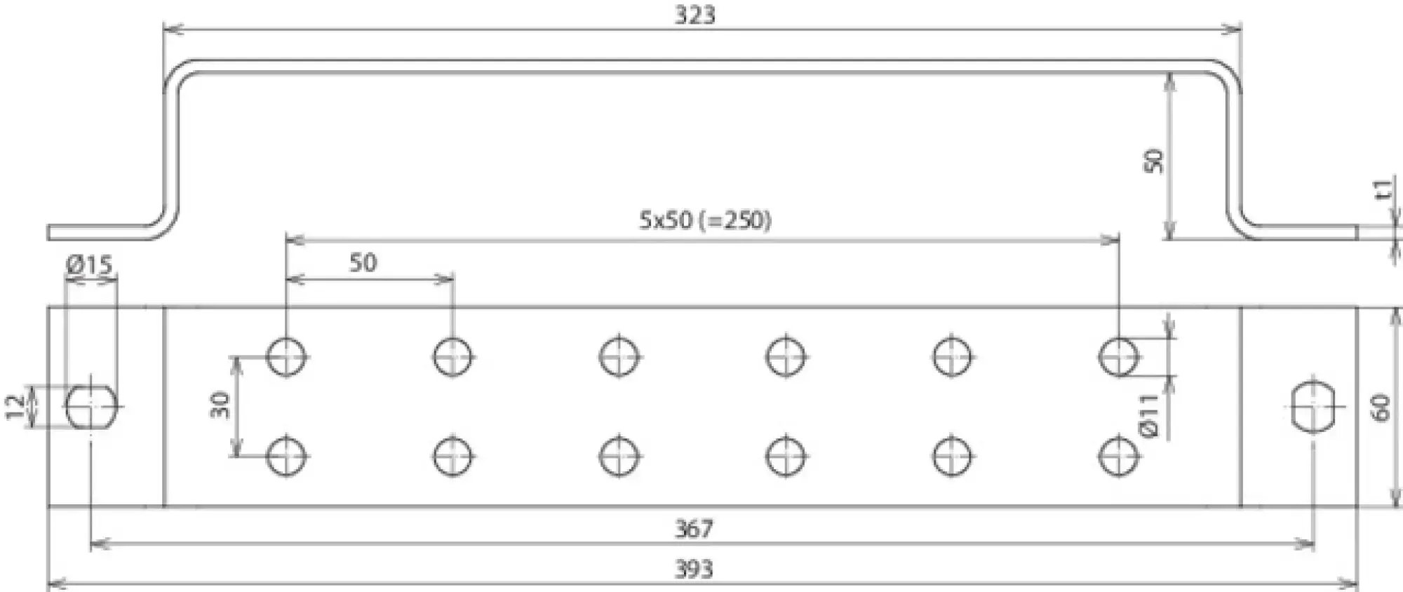 Dehn 472021 Earthing busbar St/tZn f. equipotential bonding with 2 x 6 terminals (img_002)