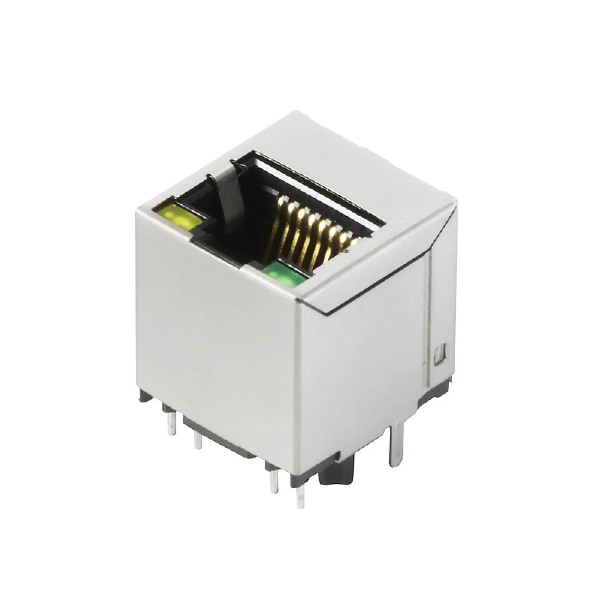 Weidmüller 2461070000 PCB connector RJ45 transformer jack, 10/100 MBit/s , THT/THR solder connection, Shielding: Yes, LED: Yes, Gold over nickel, Tray (manual assembly) RJ45M R1V 3.3N4Y/G TY (img_001)