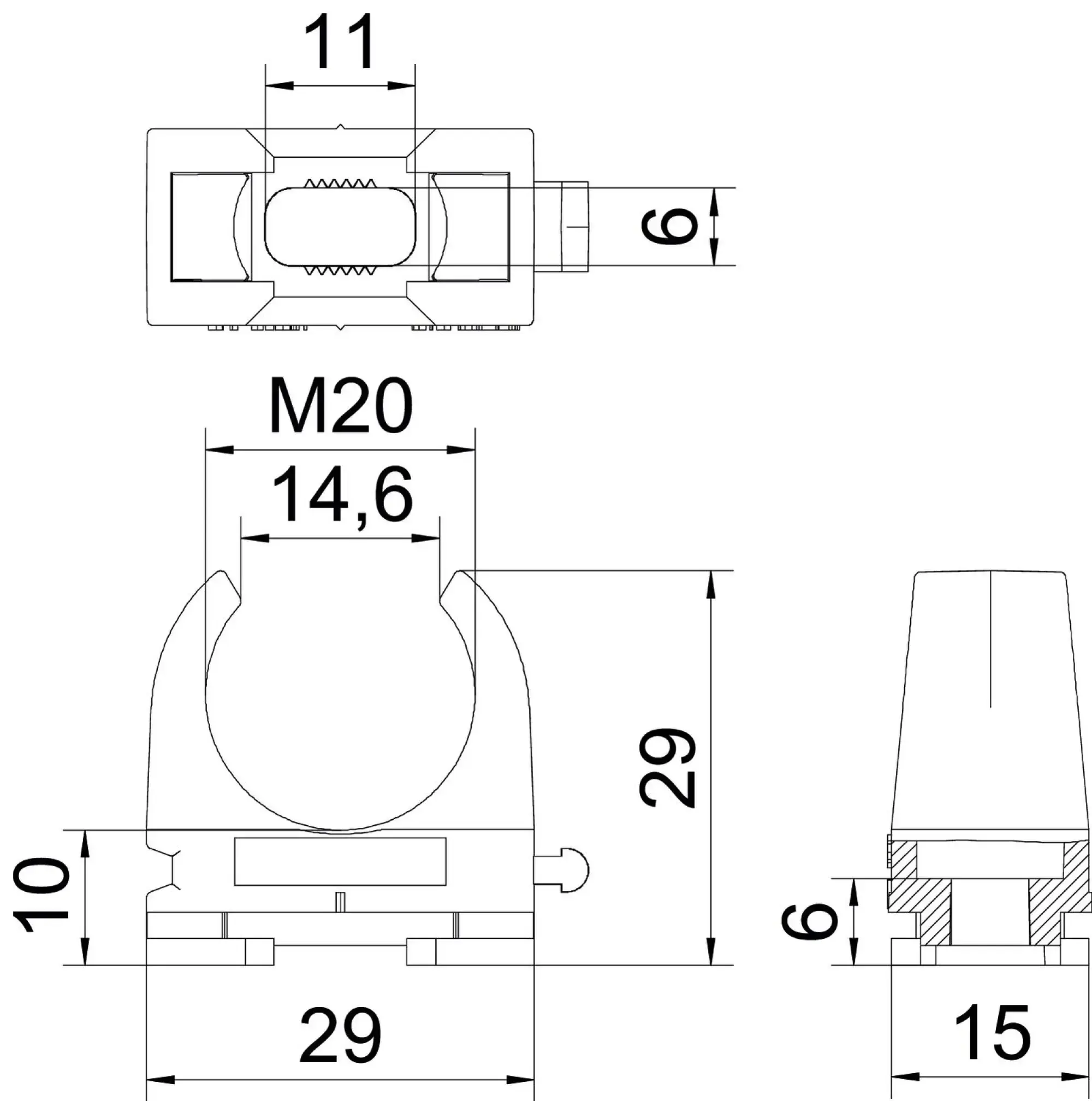 Don Quichotte 981924 Pipe clip OPDZ 6mm 20-21mm Polypropylene Light grey RAL 7035 (img_002)