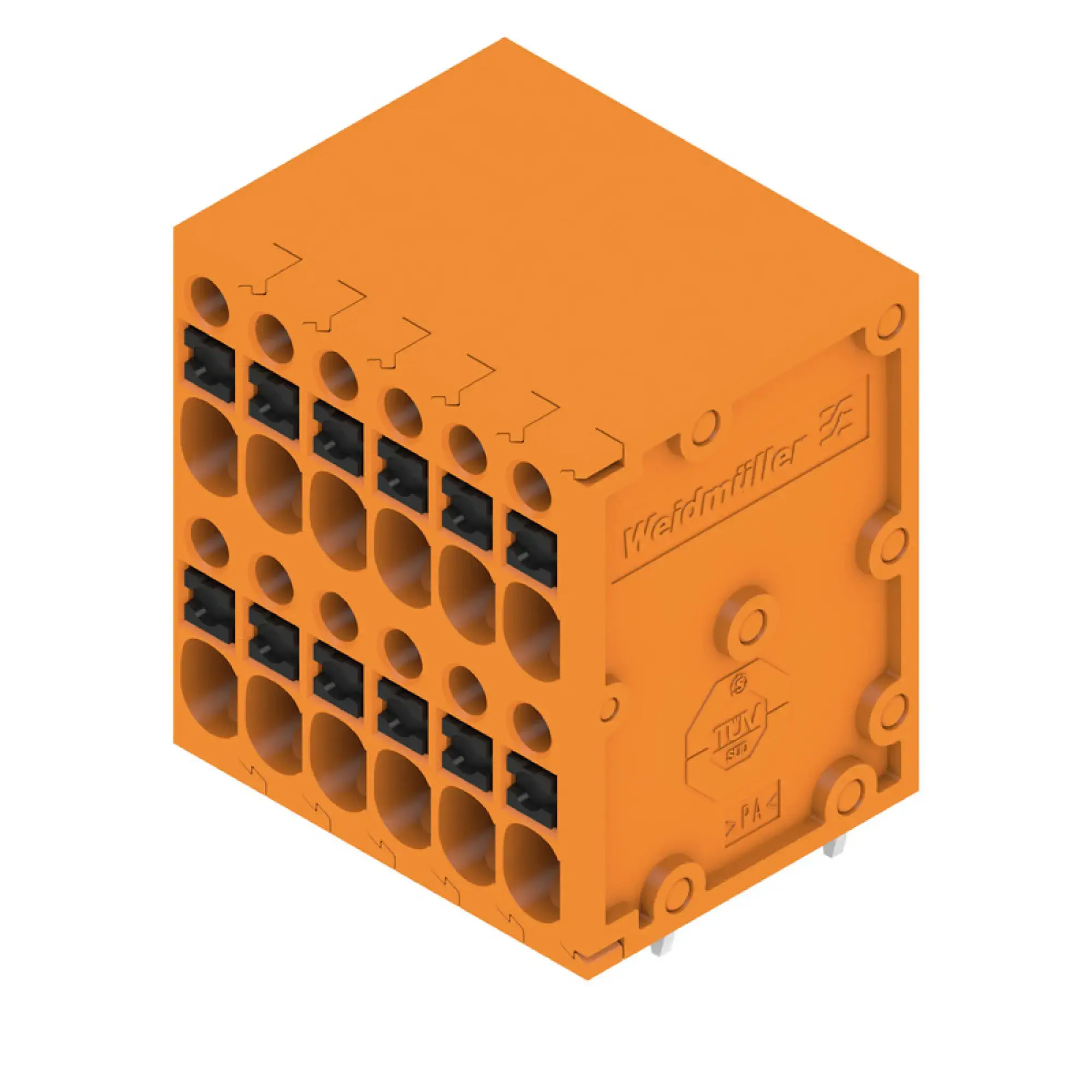Weidmüller 2000980000 PCB terminal, 200 V, 17.5 A, Pitch in mm: 3.50, 1.5 mm², Number of poles: 12, PUSH IN with actuator, THT solder connection, 90°, Box (img_001)