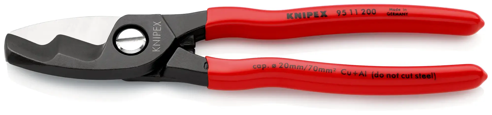 Knipex 95 11 200 Cesoia per cavi con doppio tagliente rivestiti in resina sintetica brunita 200 mm (img_001)