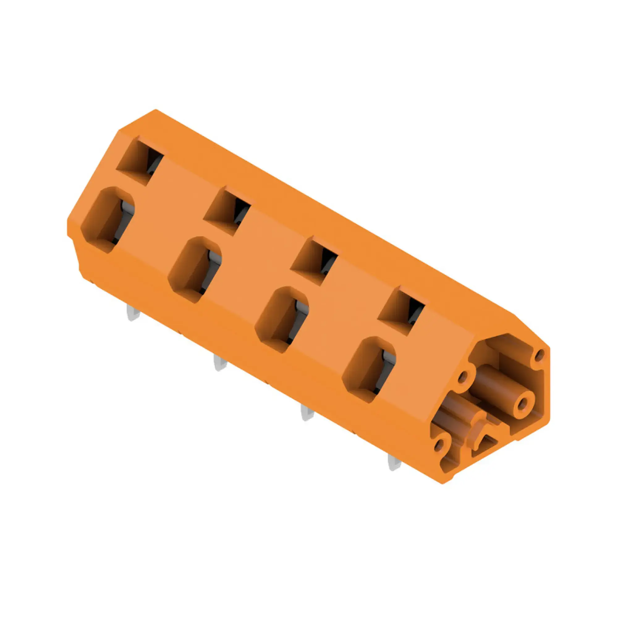 Weidmüller 1953490000 PCB terminal, 1000 V, 24 A, Pitch in mm: 10.00, 2.5 mm², Number of poles: 4, Tension-clamp connection, THT solder connection, 135°, Box (img_001)