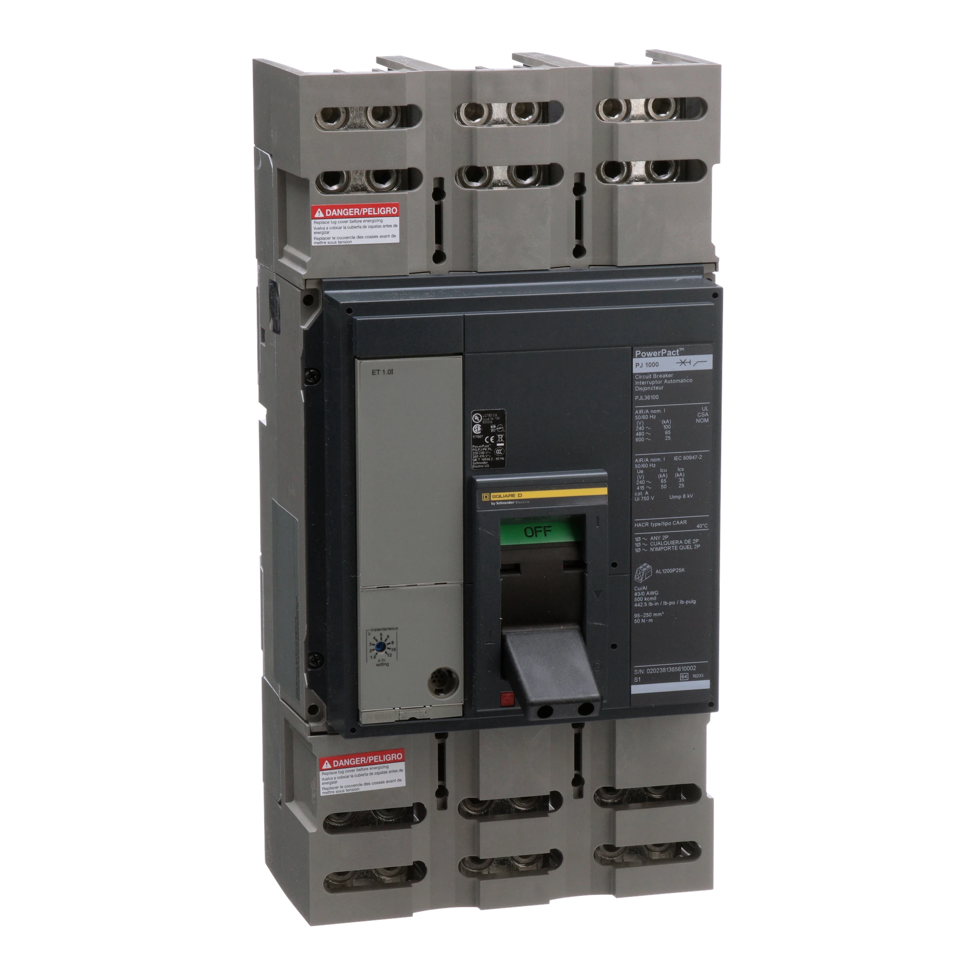 Schneider Electric PJL36100 Compact Power Circuit Breaker PowerPacT P, 1000A, 3P, 25kA/600V AC (img_001) Schneider Electric PJL36100 Compact Power Circuit Breaker PowerPacT P, 1000A, 3P, 25kA/600V AC (img_001)