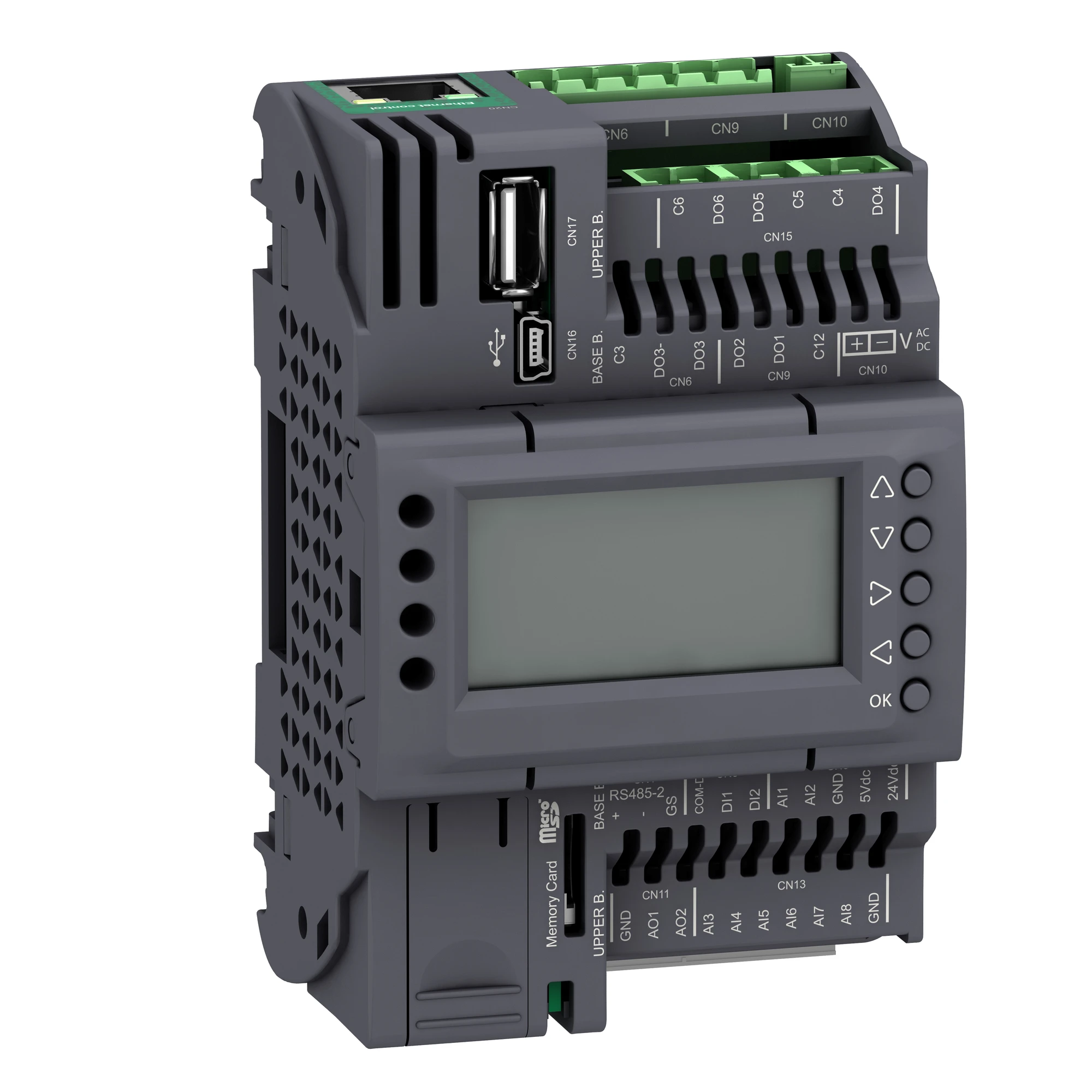Schneider Electric TM172PDG18R PLC Control, Modicon M172 Performance, Display, 18 I/O, Ethernet, Modbus, BACnet, Web Visualization, 24 VAC/DC (img_001)