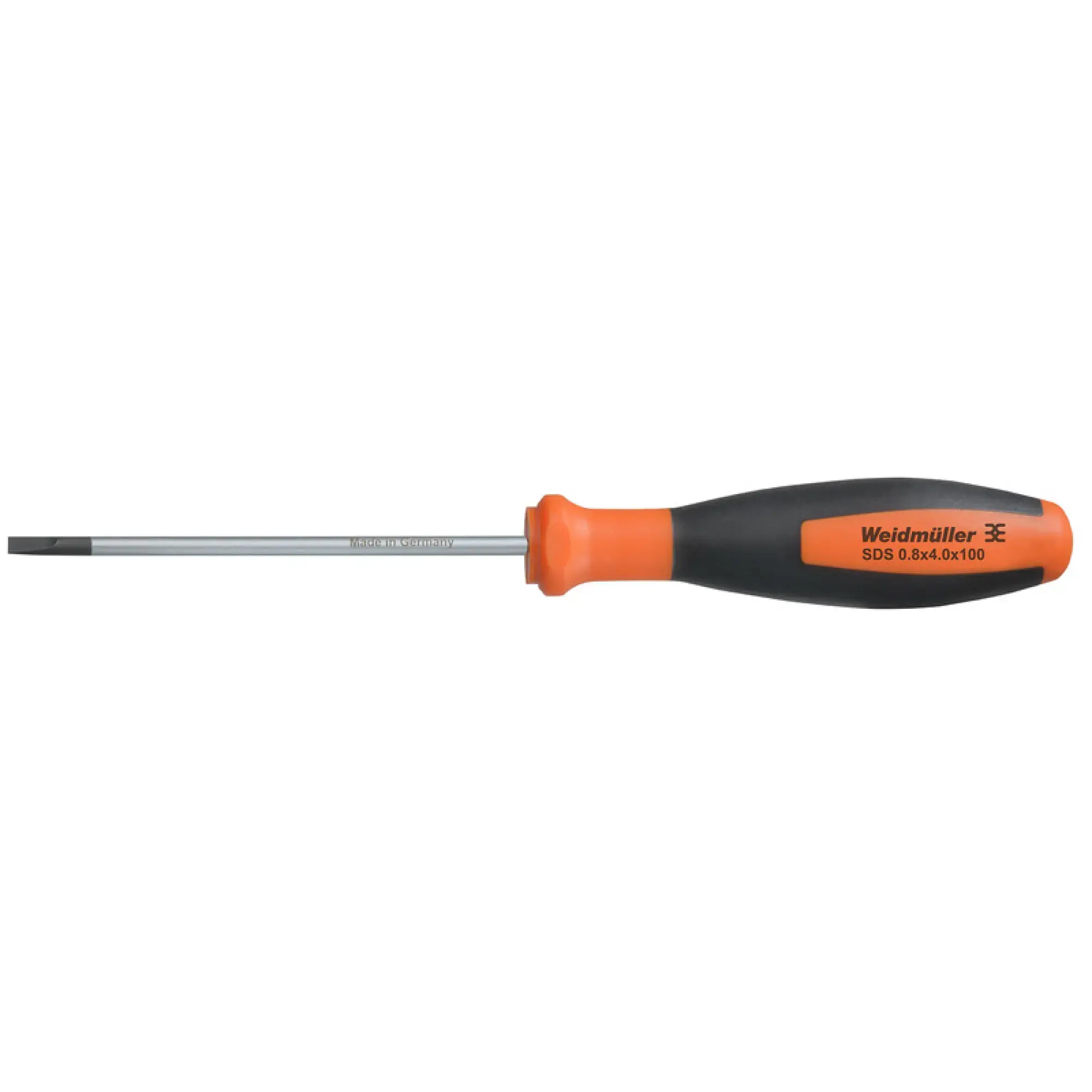 Weidmüller 2749360000 Slotted screwdriver, Blade thickness (A): 0.8 mm, Blade width (B): 4 mm, Blade length: 100 mm, Form: Slotted (img_001) Weidmüller 2749360000 Slotted screwdriver, Blade thickness (A): 0.8 mm, Blade width (B): 4 mm, Blade length: 100 mm, Form: Slotted (img_001)