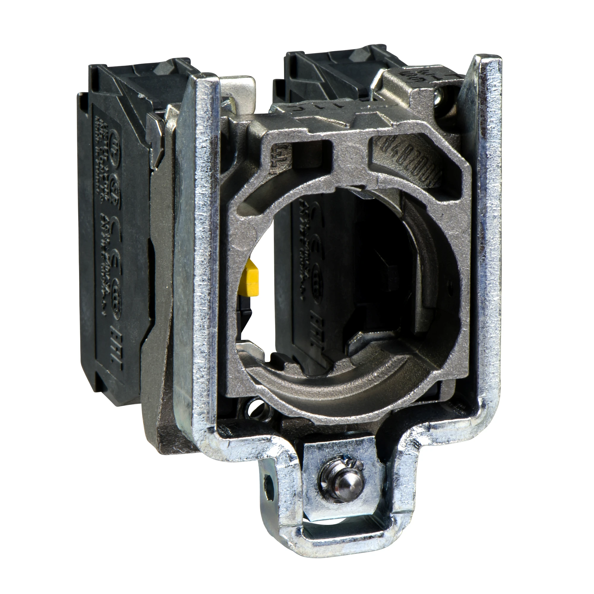 Schneider Electric ZB4BZ106 Auxiliary contact block with mounting flange, Harmony XB4, metal, 22mm, 30mm, 1NC+1NO, screw terminal (img_001)