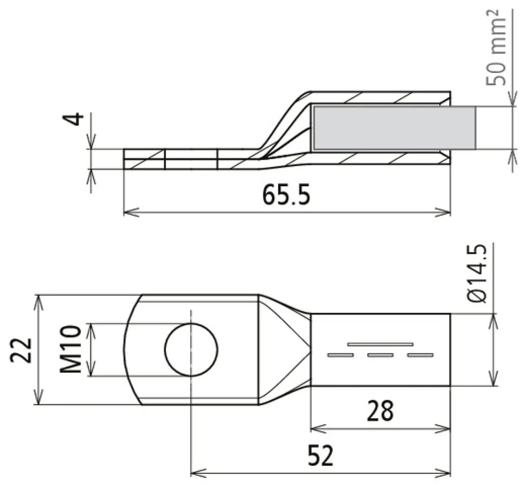 Dehn 472435 Crimped cable lug DIN 46235 50 mm² M10 Cu/gal Sn with nickel barrier layer (img_002) Dehn 472435 Crimped cable lug DIN 46235 50 mm² M10 Cu/gal Sn with nickel barrier layer (img_002)