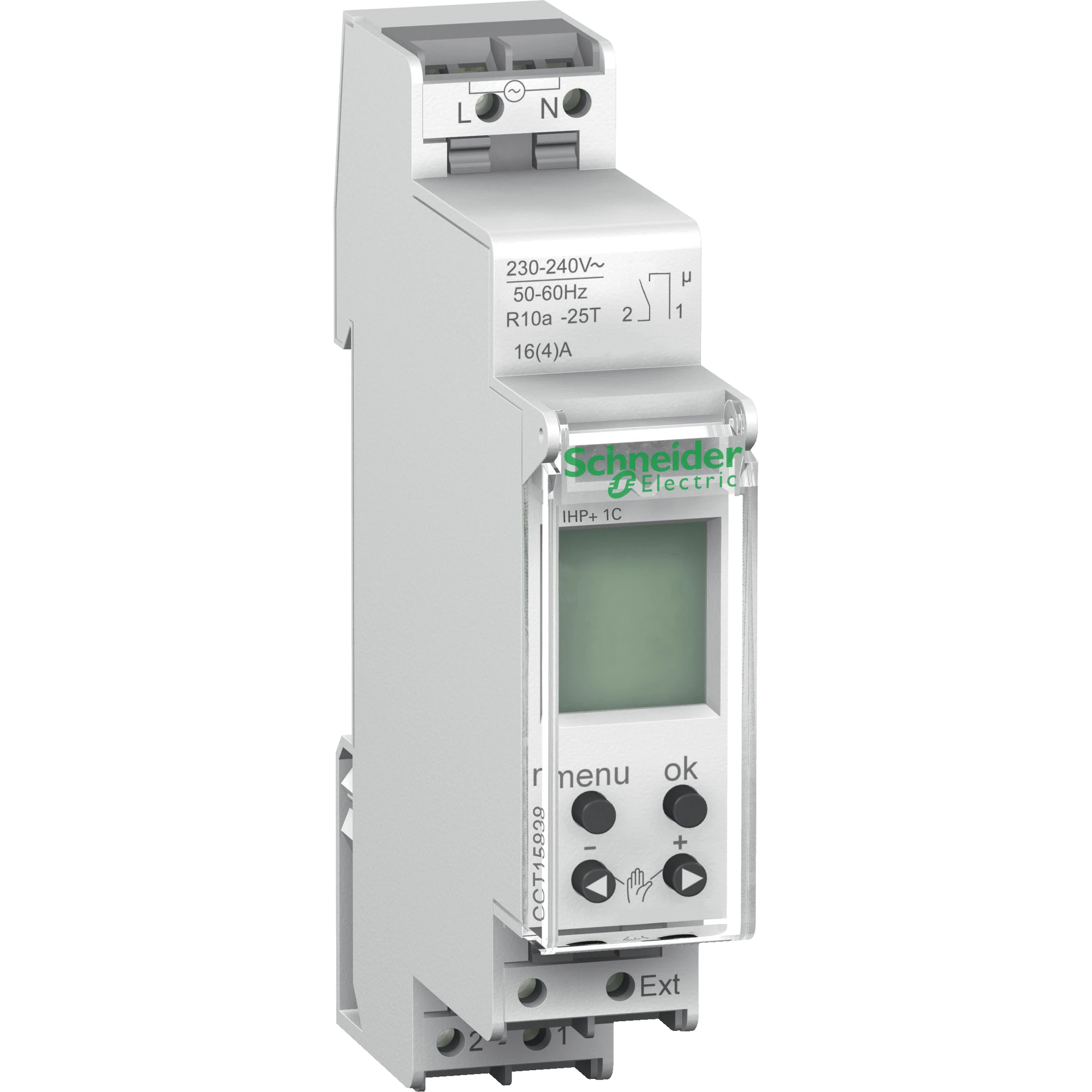 Schneider Electric CCT15838 Acti 9, IHP+1C 18mm Digital Time Switch with Weekly Programming (img_001)