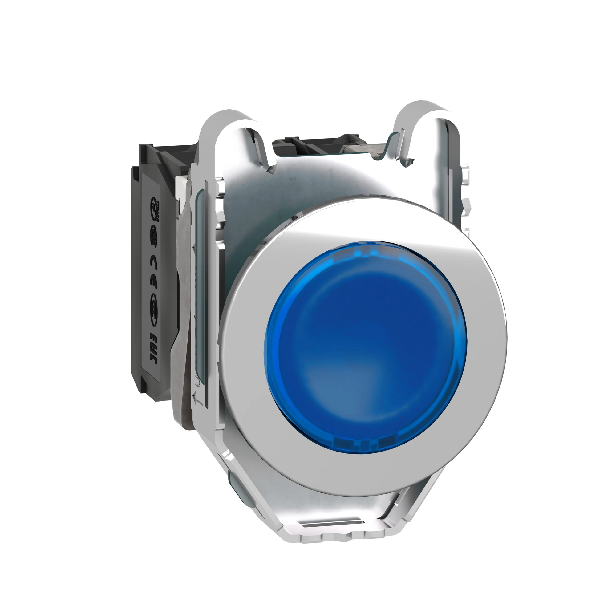 Schneider Electric XB4FW36B5 Illuminated pushbutton, Harmony XB4F, metal, 30mm, blue, unlabelled, universal LED, smooth dome, 1NC+1NO, 24V ACDC (img_001)