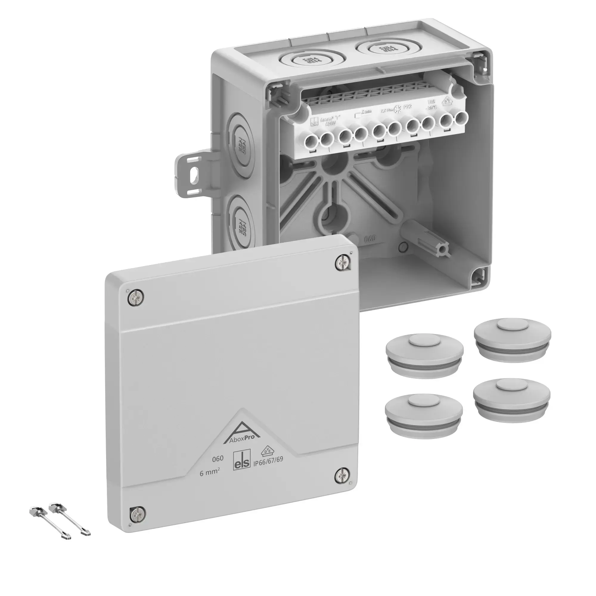 Spelsberg 40642101 Junction box, Type of protection IP66/IP67/IP69, max. 6², IK09, Protection class II, Ui 690V AC, Ui 690V DC, DLG, DNV, VDE, Halogen free (img_001)