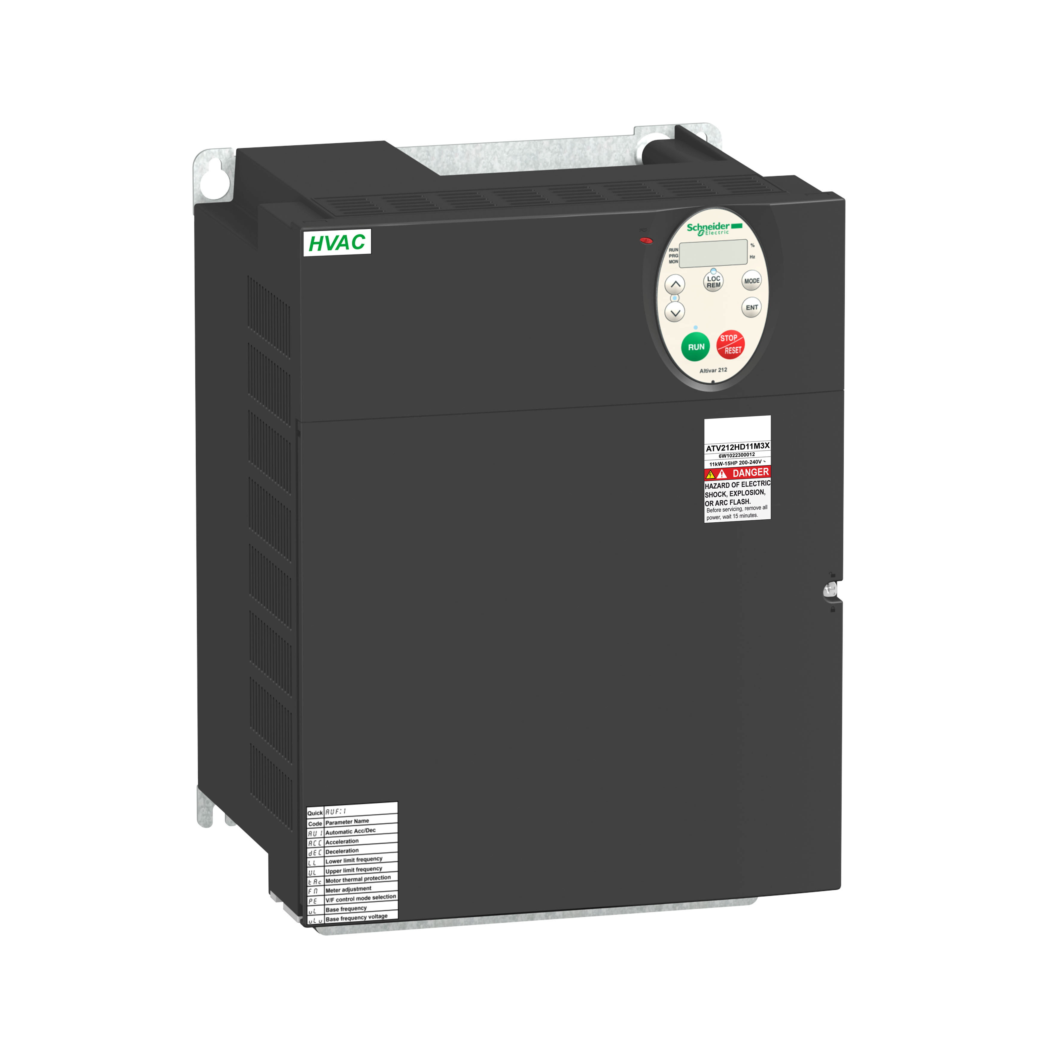 Schneider Electric Frequency Inverter ATV212, 18.5kW, 240V, 3-phase, non EMC, IP21 Schneider Electric Frequency Inverter ATV212, 18.5kW, 240V, 3-phase, non EMC, IP21