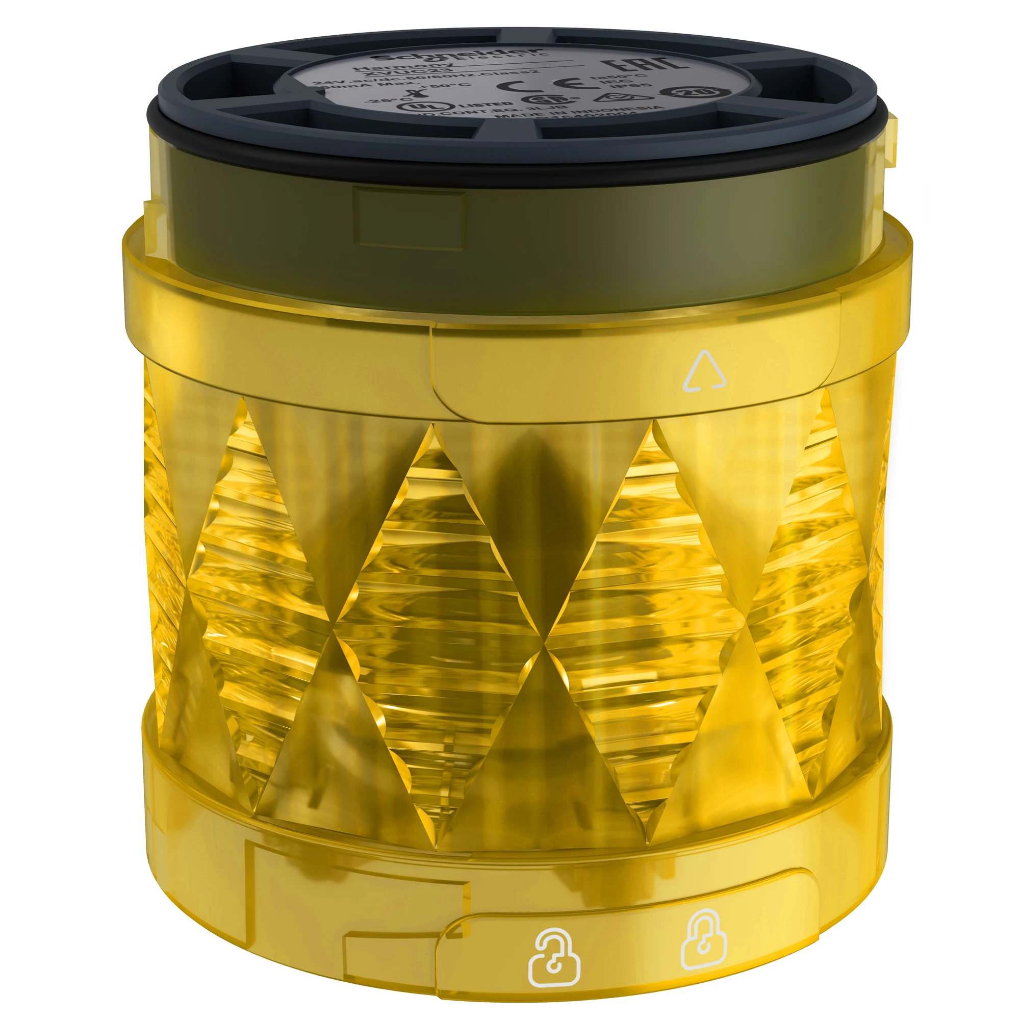 Schneider Electric XVUC28 Illuminating element, Harmony XVU, modular, 60mm, LED, yellow, continuous light, IP65, 24V ACDC (img_001)