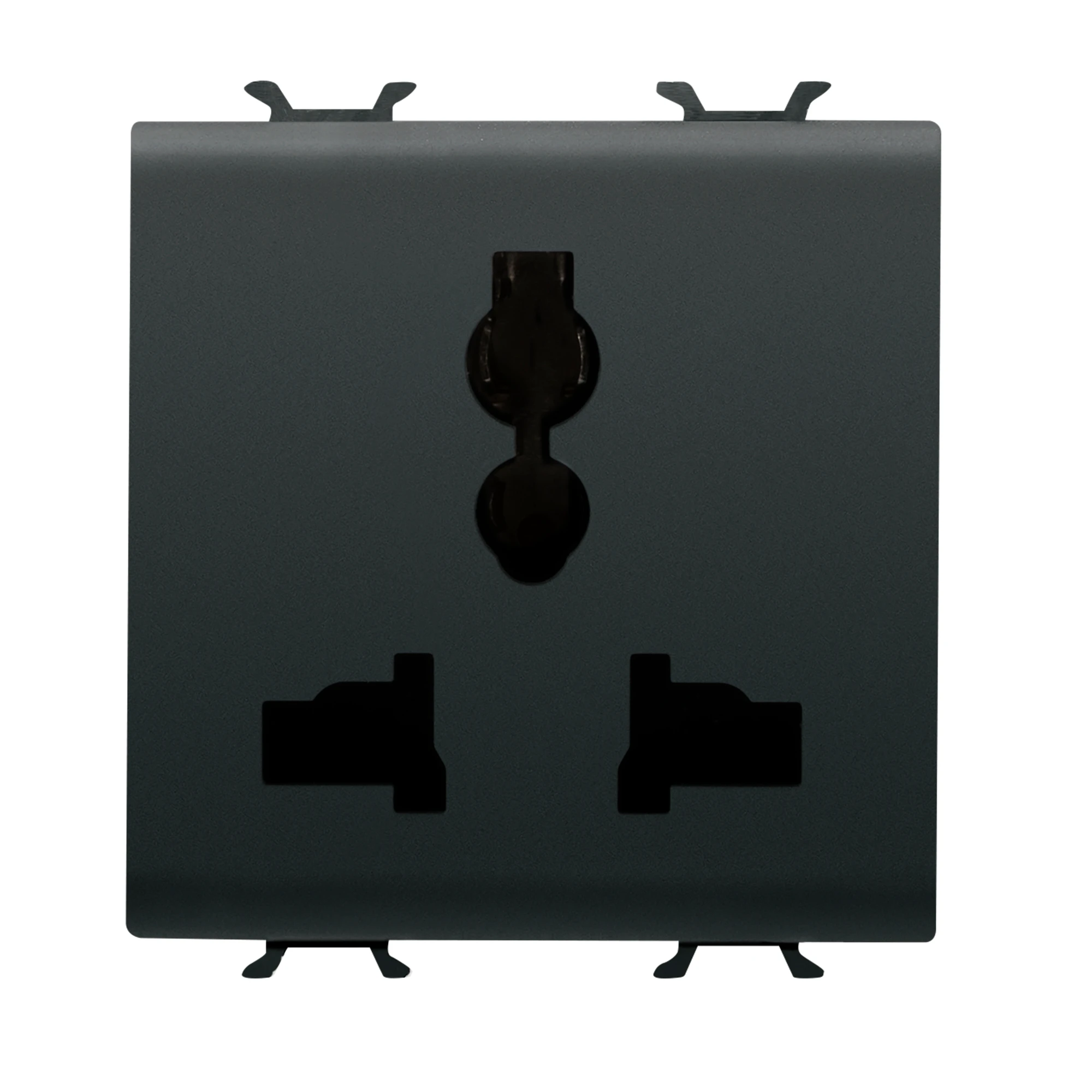 GEWISS GW12310 MULTISTANDARD SOCKET-OUTLET 2P+E - 13 A/250 V ac - 15 A/127 V ac - 2 MODULES - SATIN BLACK - CHORUSMART (img_001)