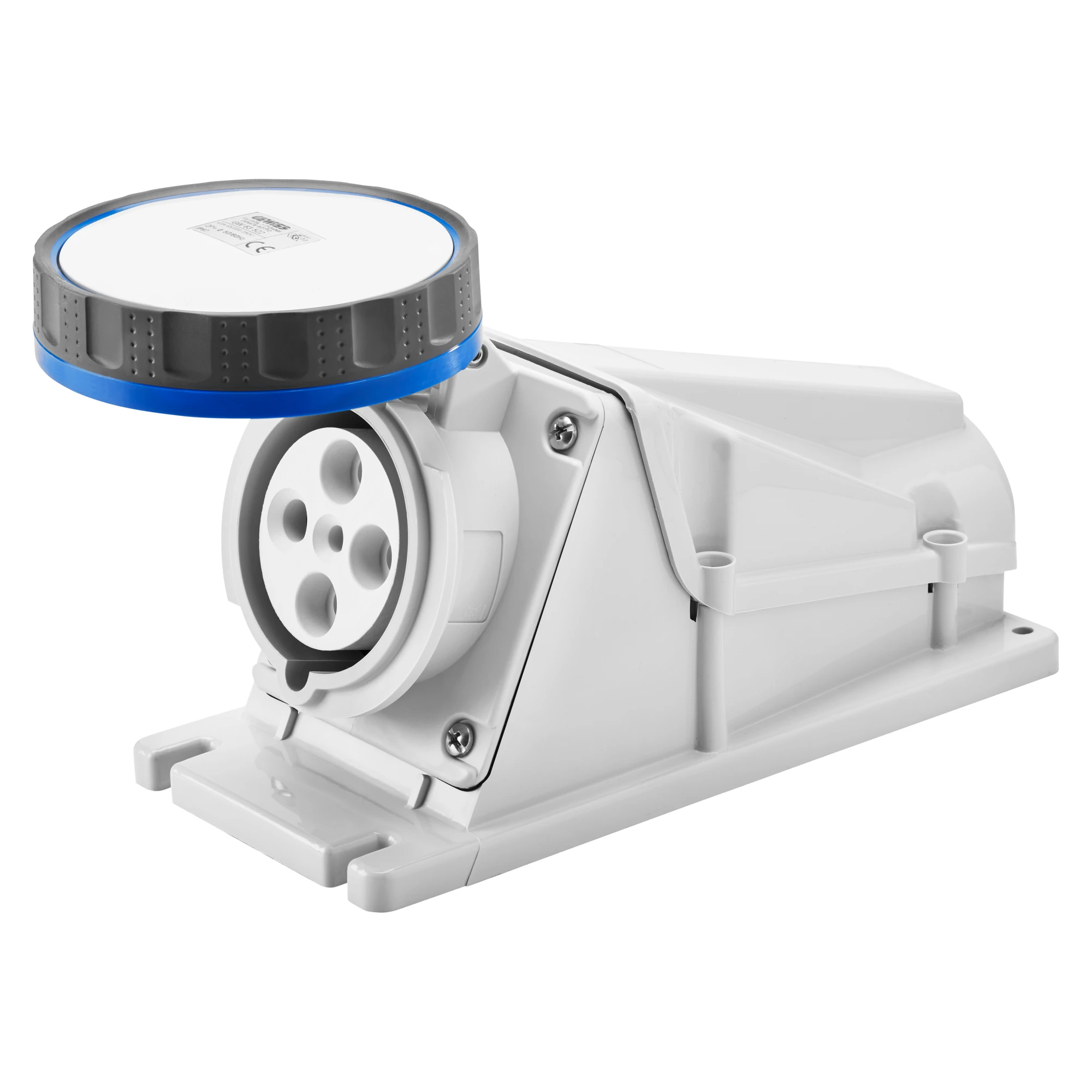 GEWISS GW62532 90° ANGLED SURFACE-MOUNTING SOCKET-OUTLET - IP67 - 3P+E 125A 200-250V 50/60HZ - BLUE - 9H - SCREW WIRING (img_001)