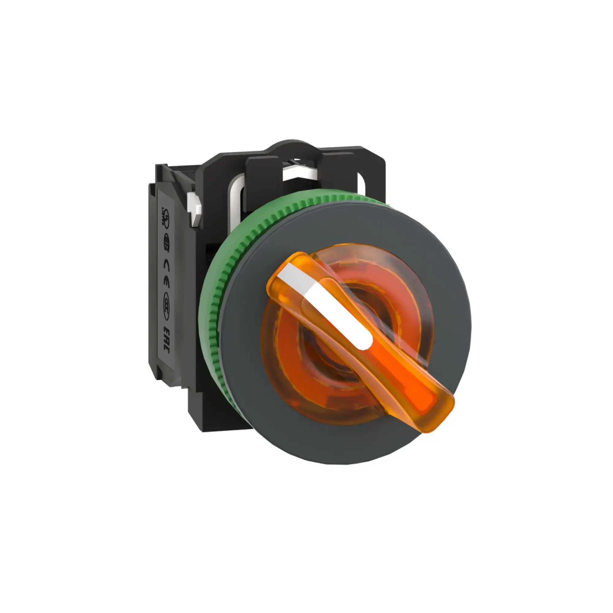 Schneider Electric XB5FK125M5 Illuminated selector switch, Harmony XB5F, plastic, orange, 30mm, universal LED, 2 positions, 1NC + 1NO, 230-240V AC (img_001) Schneider Electric XB5FK125M5 Illuminated selector switch, Harmony XB5F, plastic, orange, 30mm, universal LED, 2 positions, 1NC + 1NO, 230-240V AC (img_001)