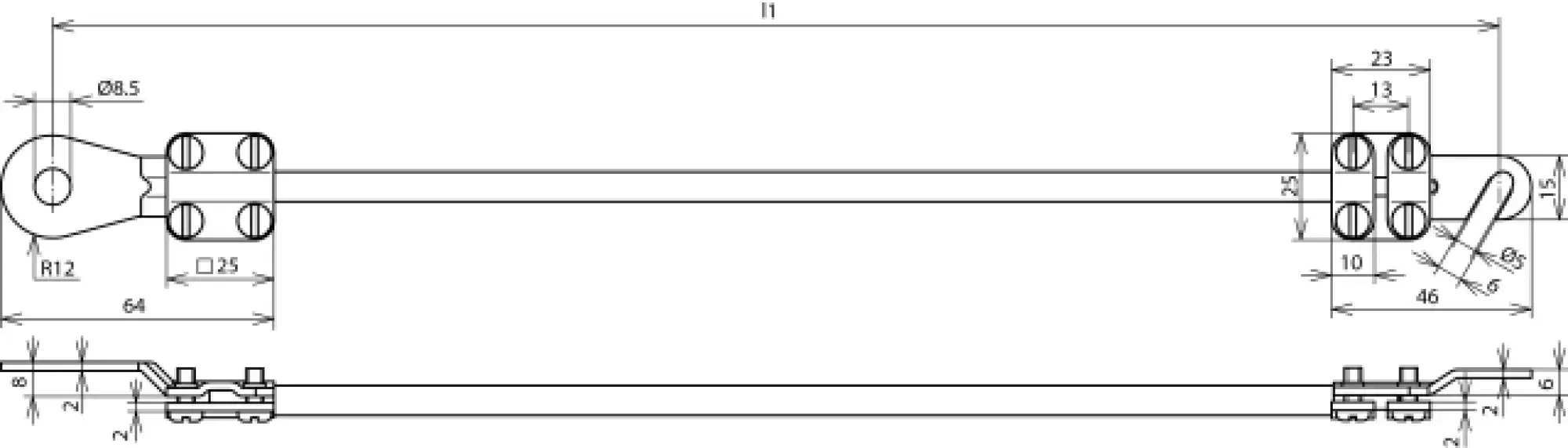 Dehn 416505 Earthing cable 16mm² / L 0.5m black w. 1 cable lug (C) M8 a. (A) M5/M6 Supply No. 6150-12-300-9131 (img_002) Dehn 416505 Earthing cable 16mm² / L 0.5m black w. 1 cable lug (C) M8 a. (A) M5/M6 Supply No. 6150-12-300-9131 (img_002)