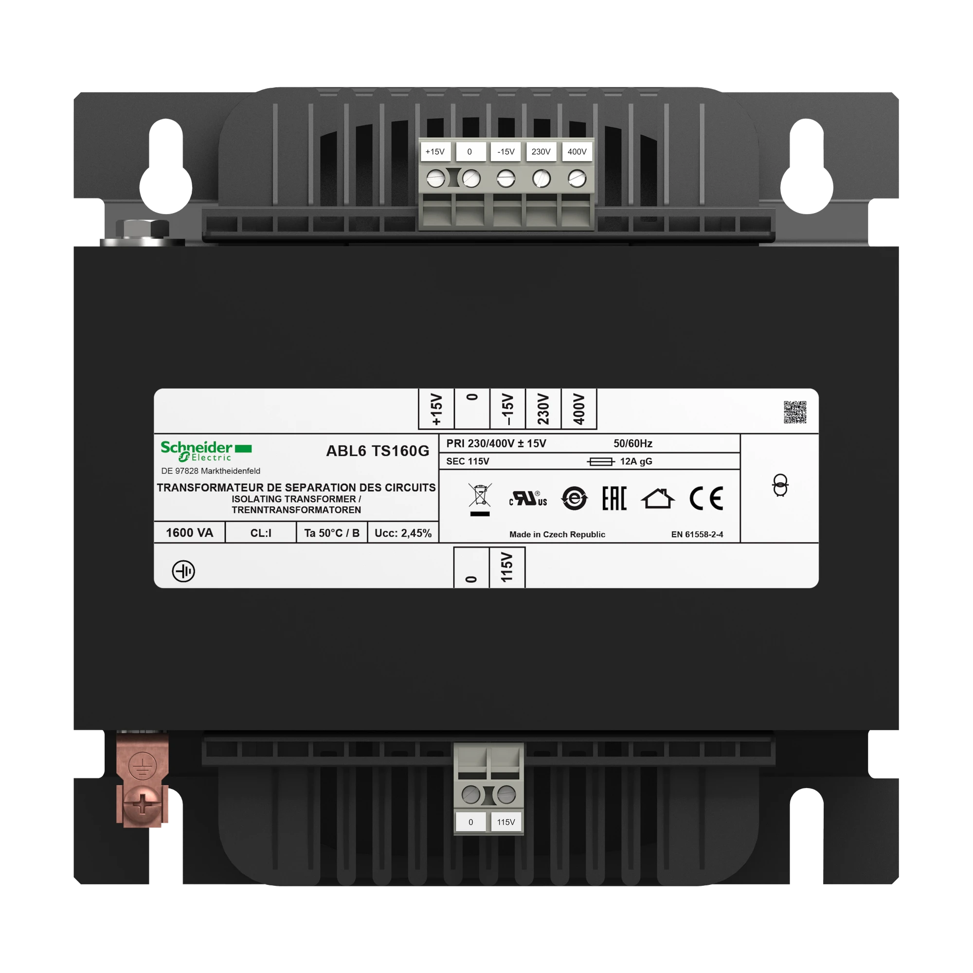 Schneider Electric ABL6TS160G Safety Isolation Transformer, Modicon ABL6, Input 230/400V AC, Output 115V AC, 1600VA (img_004)