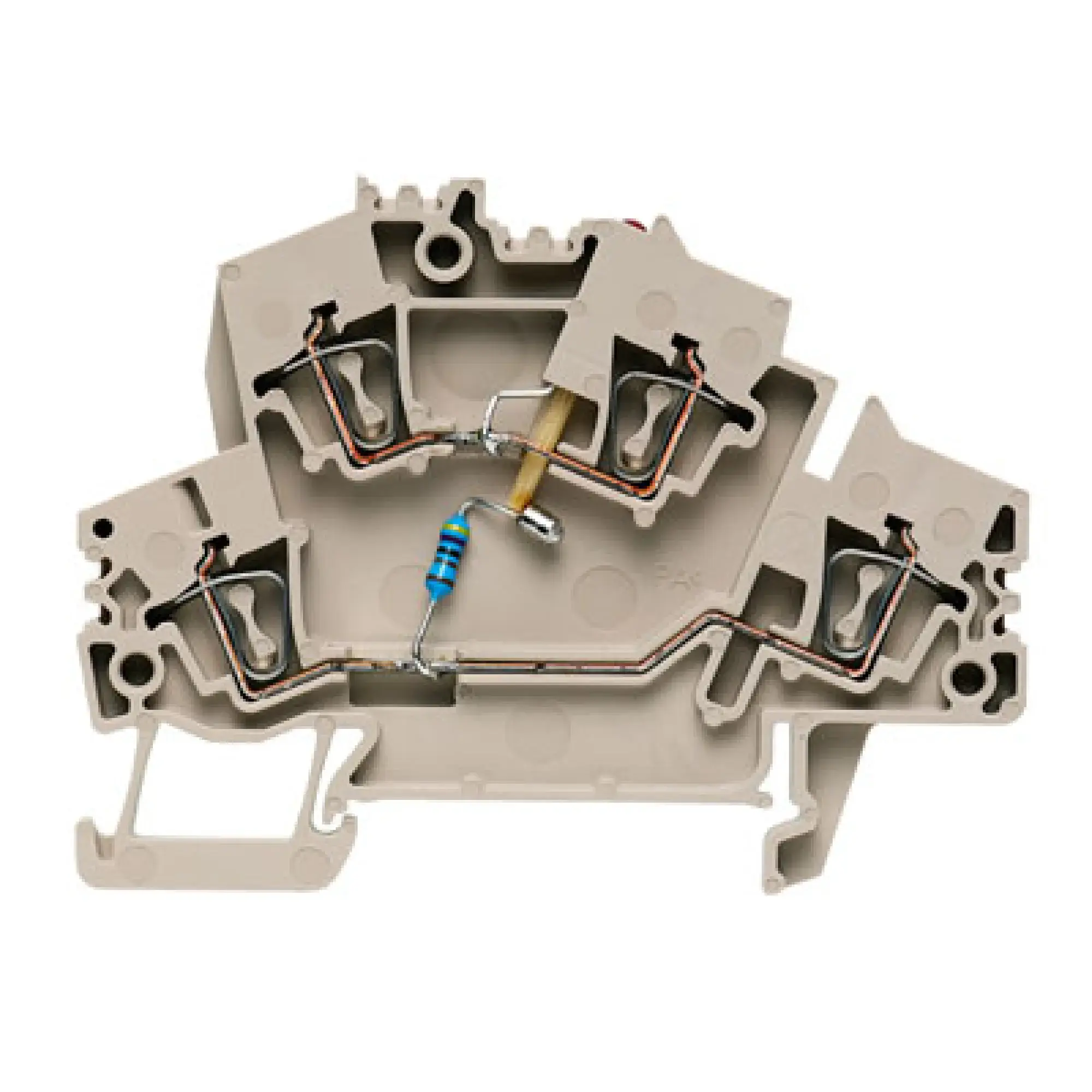 Weidmüller 1905310000 Component terminal block, Tension-clamp connection, dark beige, 2.5 mm², 24 V, 24 V, Number of connections: 4, Number of levels: 2, TS 35, V-0, Wemid (img_001)