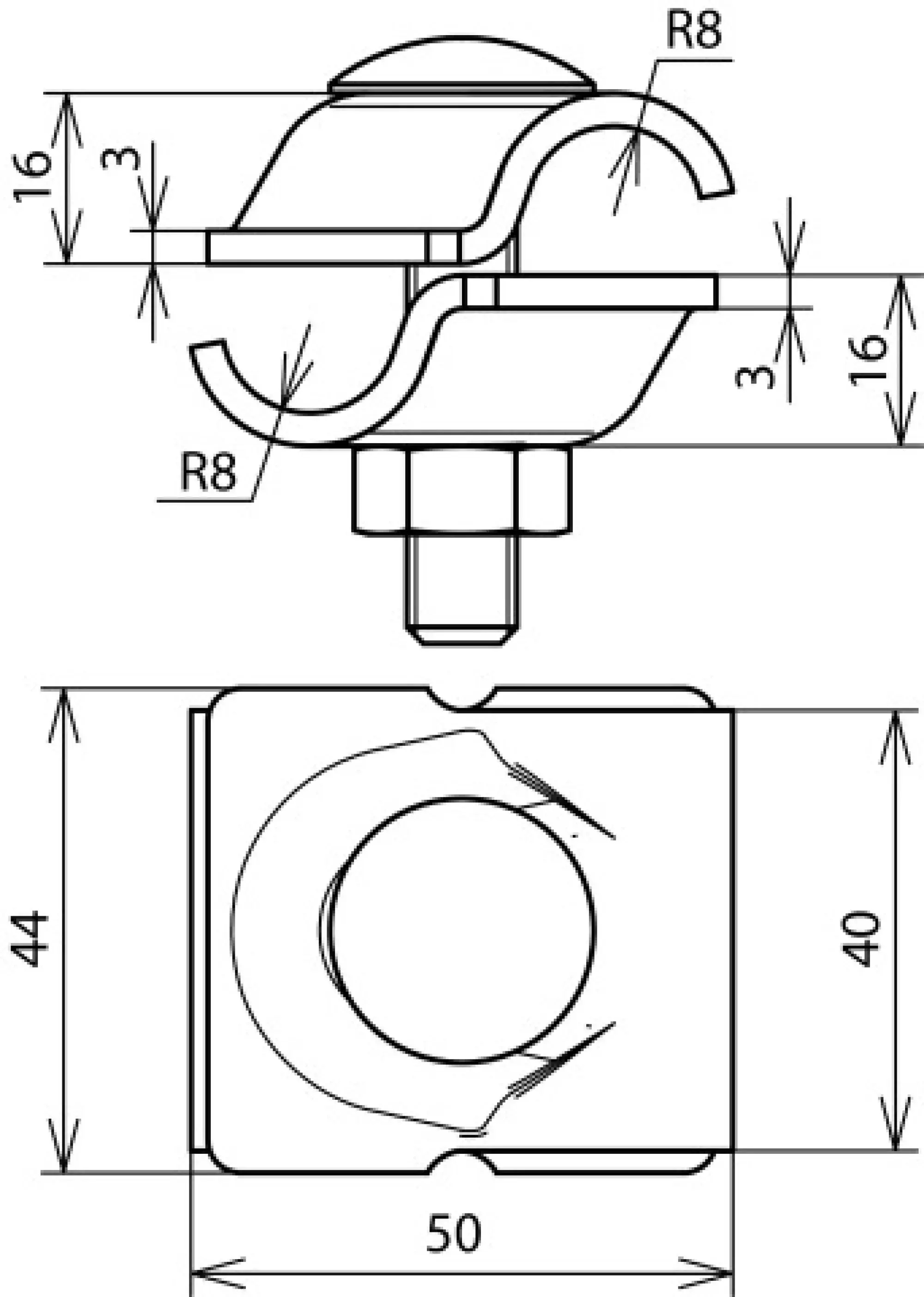 Dehn 393069 MV clamp StSt f. Rd 16/16 mm with truss head screw for DEHNiso (img_002) Dehn 393069 MV clamp StSt f. Rd 16/16 mm with truss head screw for DEHNiso (img_002)