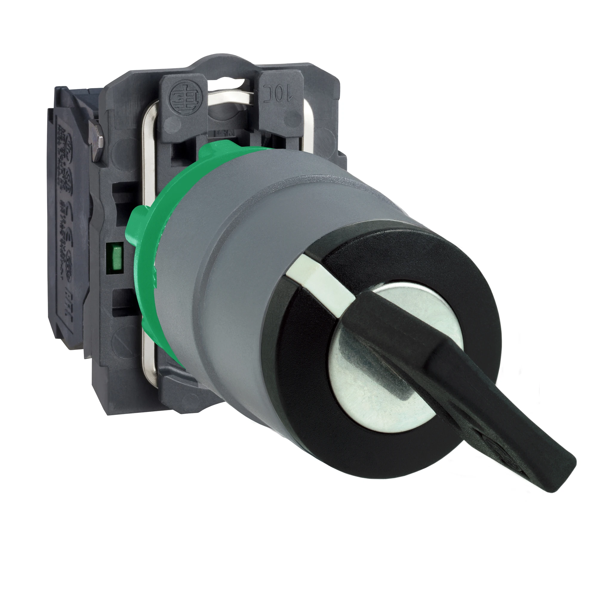 Schneider Electric XB5AD21C0 Selector switch, Harmony XB5, plastic, light grey, black, 2 positions, 22mm, latching, 1NO (img_001)