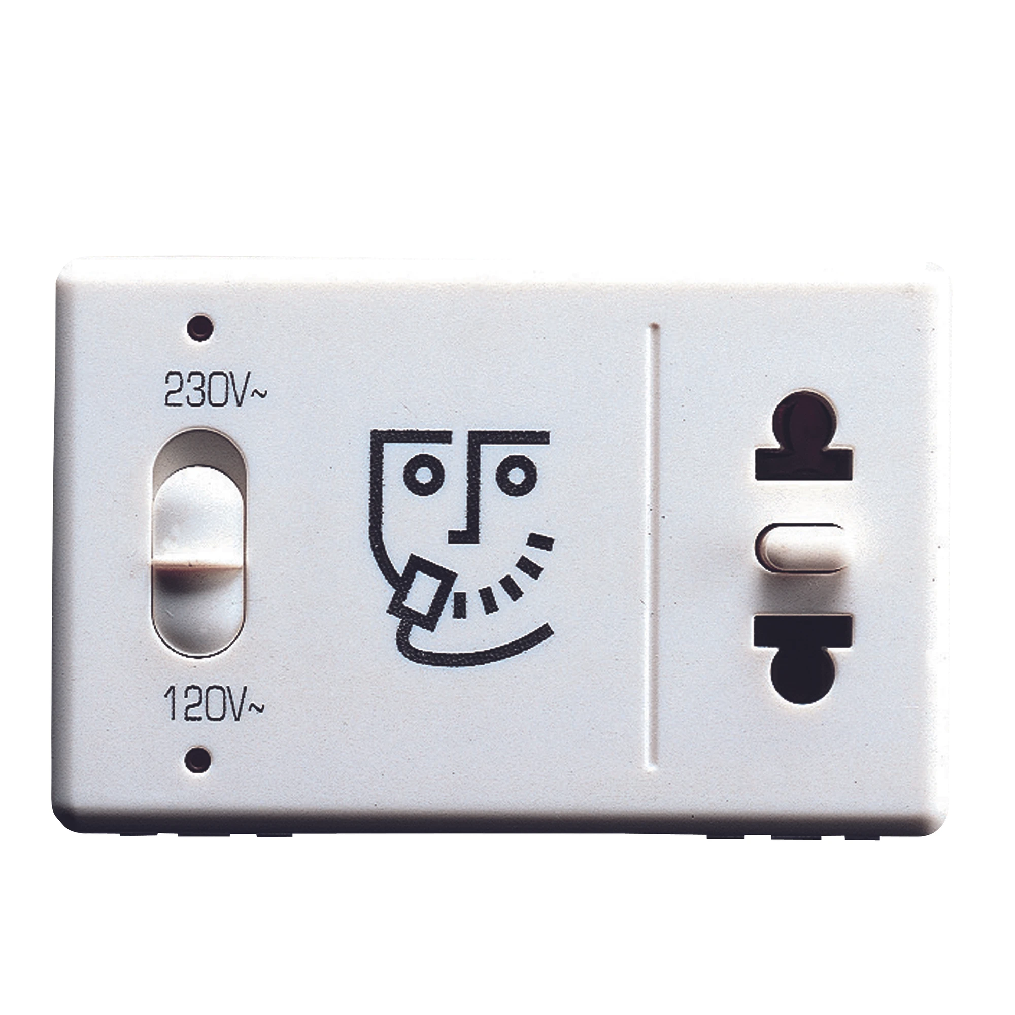GEWISS GW20841 SHAVER SOCKET-OUTLET FOR HOTEL SYSTEM - EUROPEAN/AMERICAN STANDARD - INDICATOR LIGHT FOR THE SELECTED VOLTAGE -230V 50/60Hz - 3 MODULES - SYSTEM WHITE (img_001)