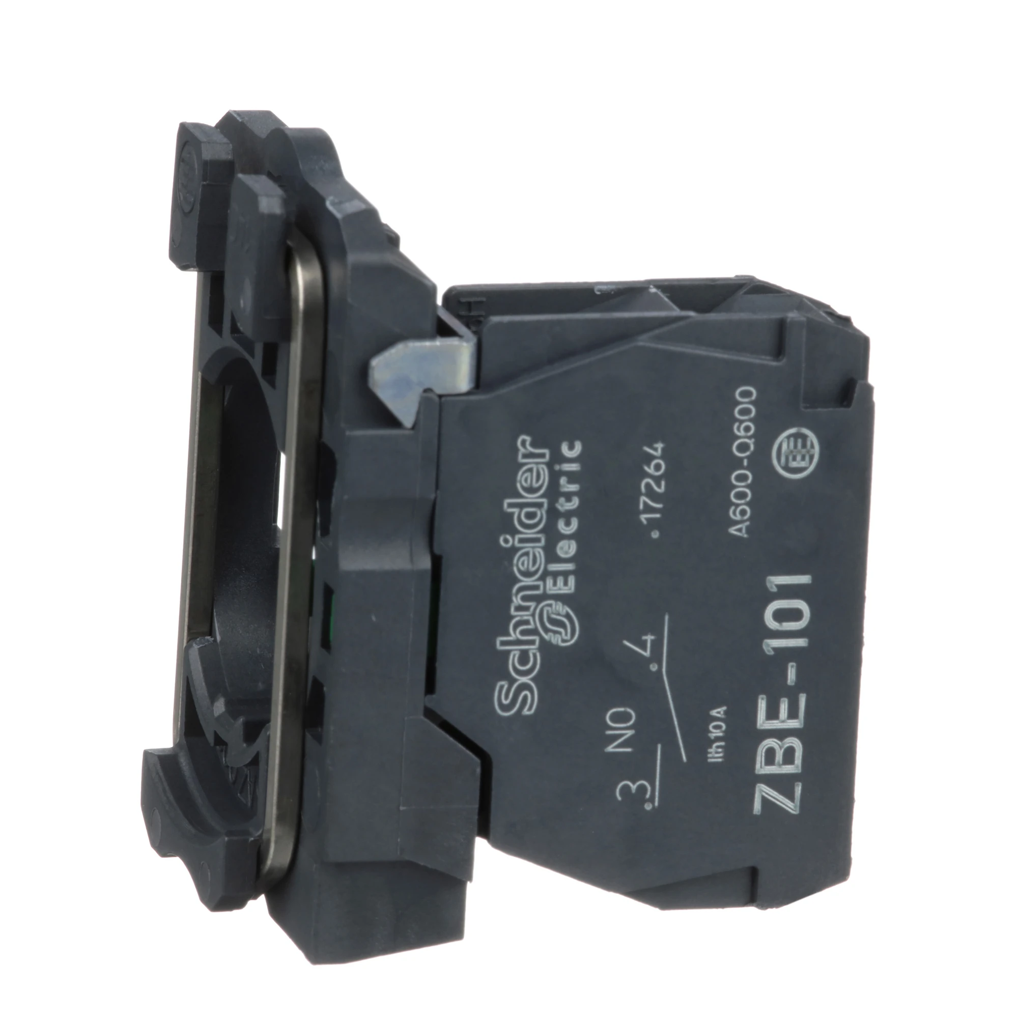 Schneider Electric ZB5AZ101 Auxiliary contact block with mounting flange, Harmony XB5, plastic, 22mm, 30mm, 1NO, screw terminal (img_001)