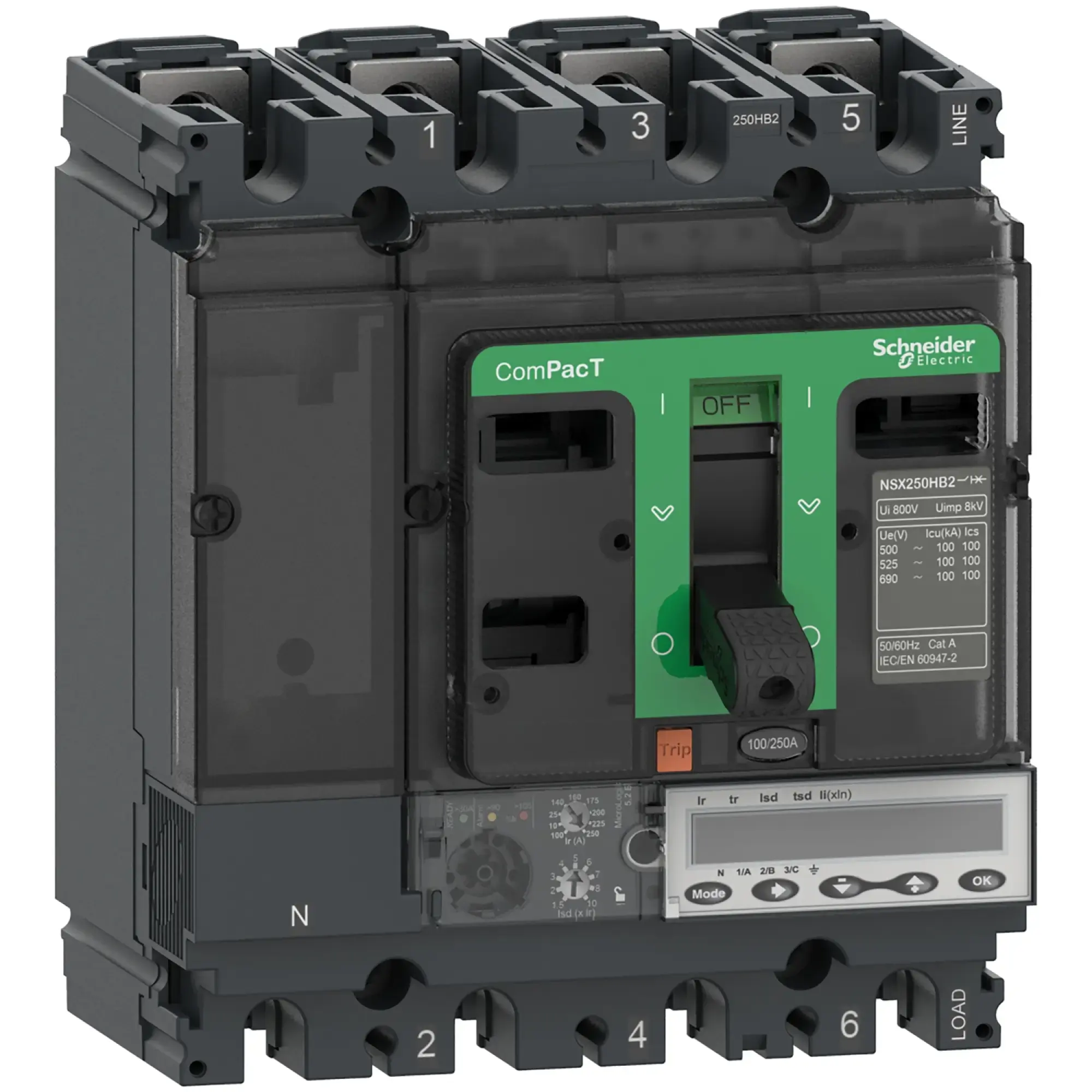 Schneider Electric C10W45E100 Compact circuit breaker ComPacT NSX100HB2 with Micrologic 5.2 E 4P4D 100 A, 100kA/690V AC (img_002)